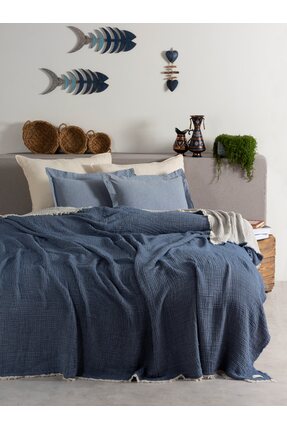 MYLASA HOME Double Face Planets 4 Katlı Müslin Yatak Örtüsü Tek Kişilik 160x2...