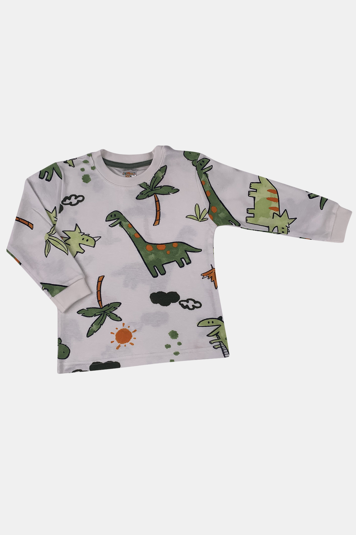 Samlife Erkek Çocuk Dinozor Baskılı Uzun kollu %100 Pamuklu Pijama takımı fotoğrafı 2 (önizleme)