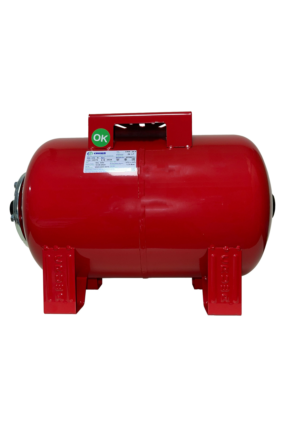 CRUWA Crw24y 24 Litre 0-10 Bar Yatık Ayaklı Tip Hidrofor Ve Genleşme Tankı