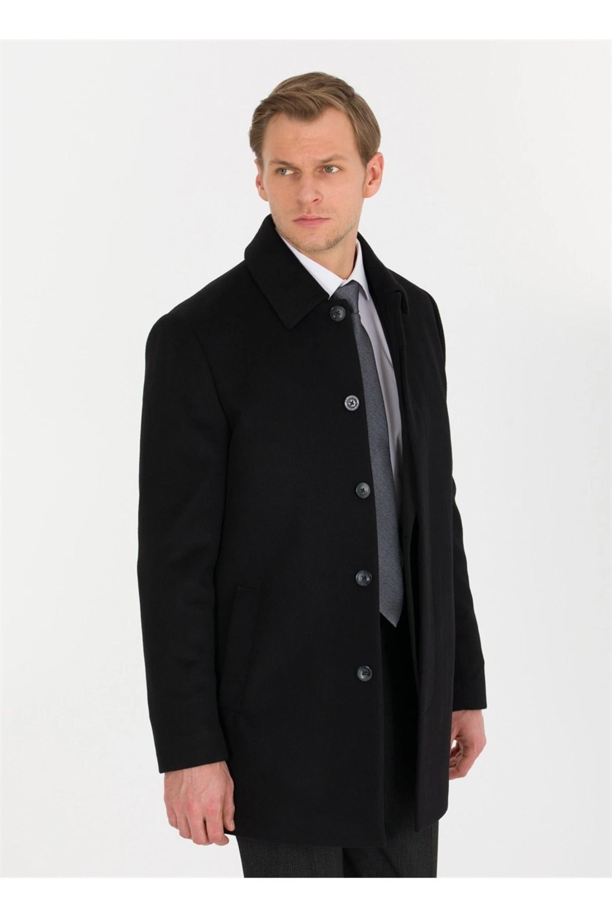 Pierre Cardin-PİERRE CARDİN CLASSIC WOOL BOWL NAVY BLUE COAT 4