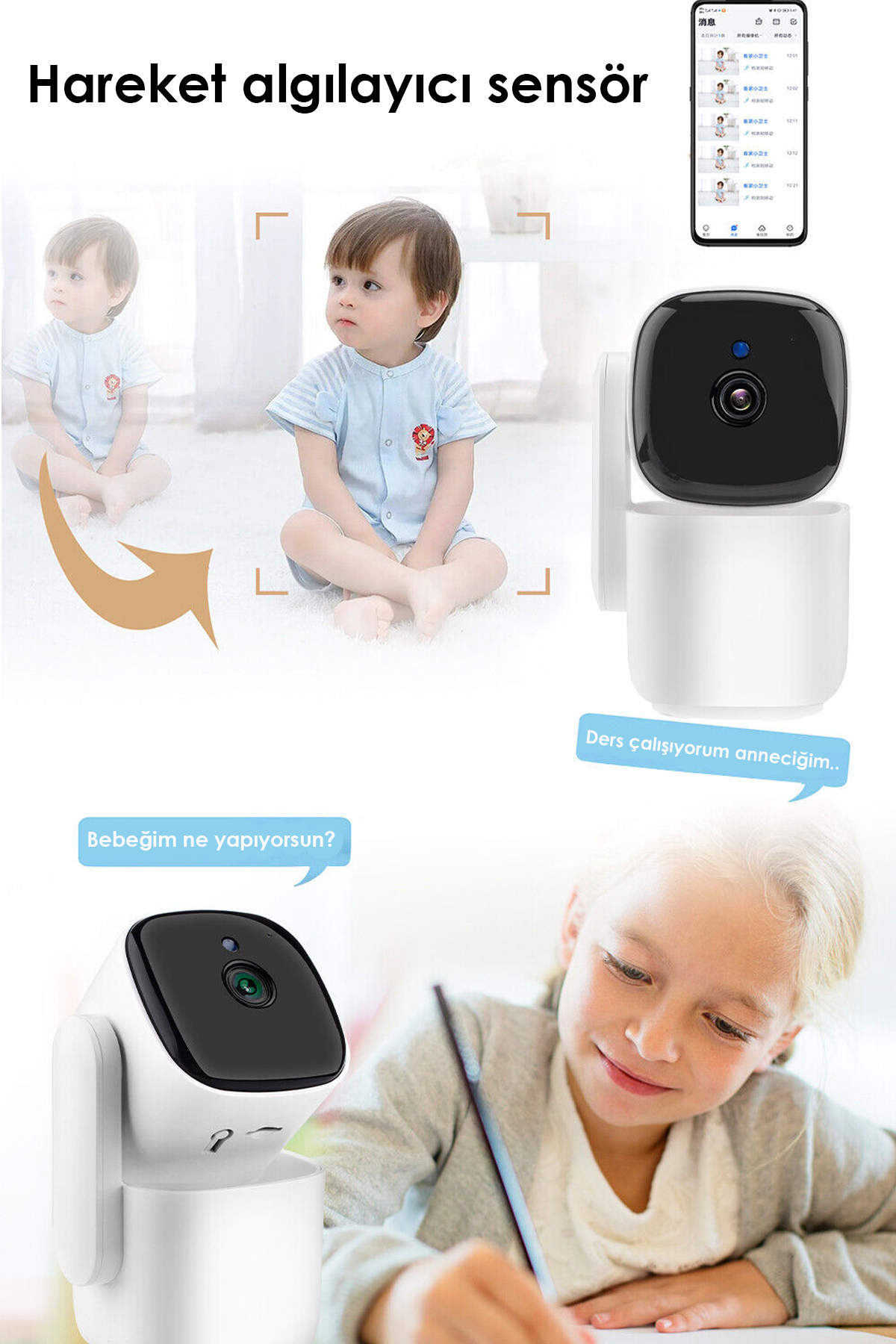 TECHNOMEN 1080p 5G Wifi Ses Çıkış Güvenlik Kamerası Bebek Monitörü IR Kamera İp Kamera Gece Görüşlü Kızılötesi fotoğrafı 6 (önizleme)
