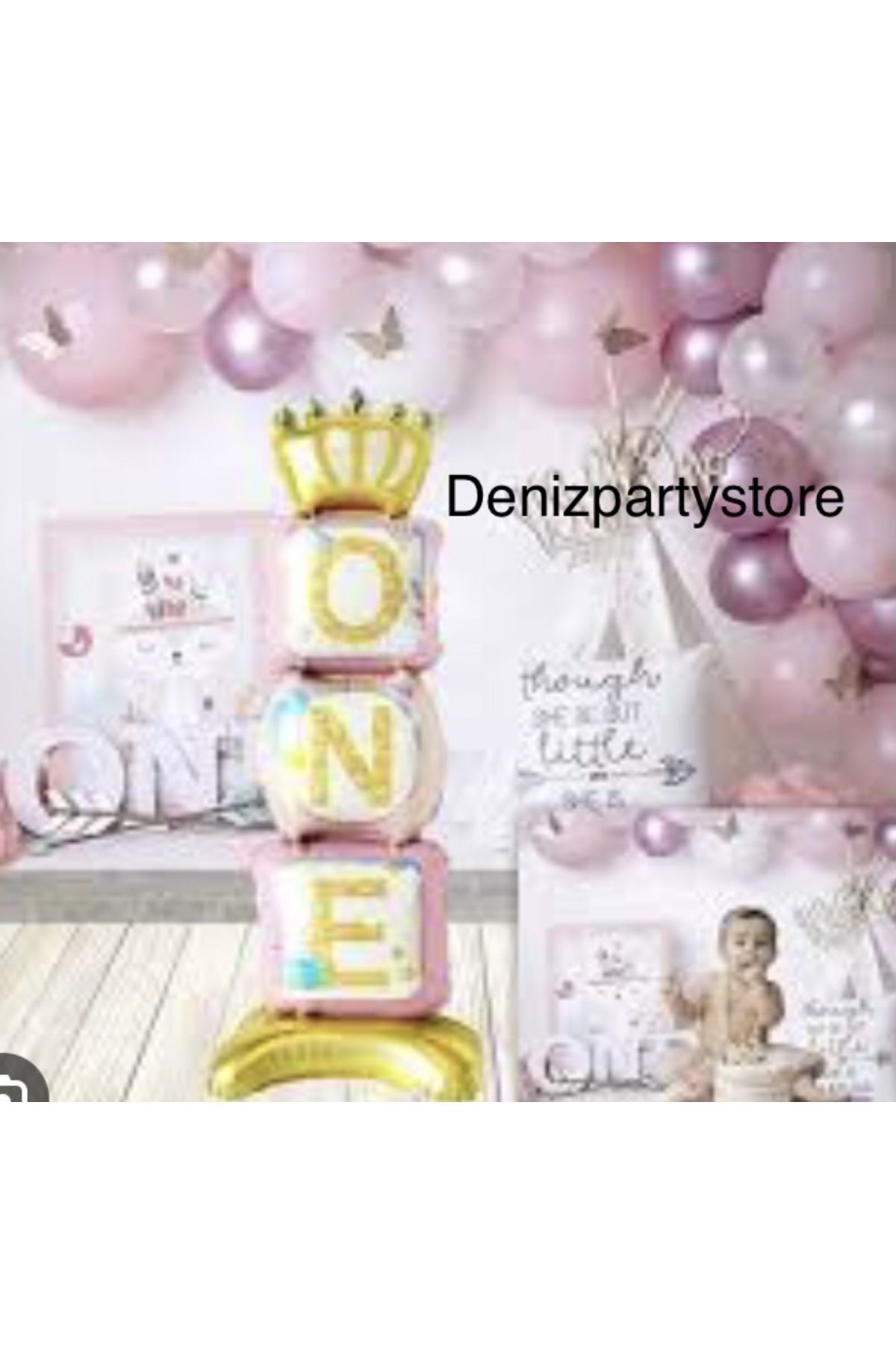 Deniz Party Store Pink Gold Princess Themed Foil Balloon with ONE
