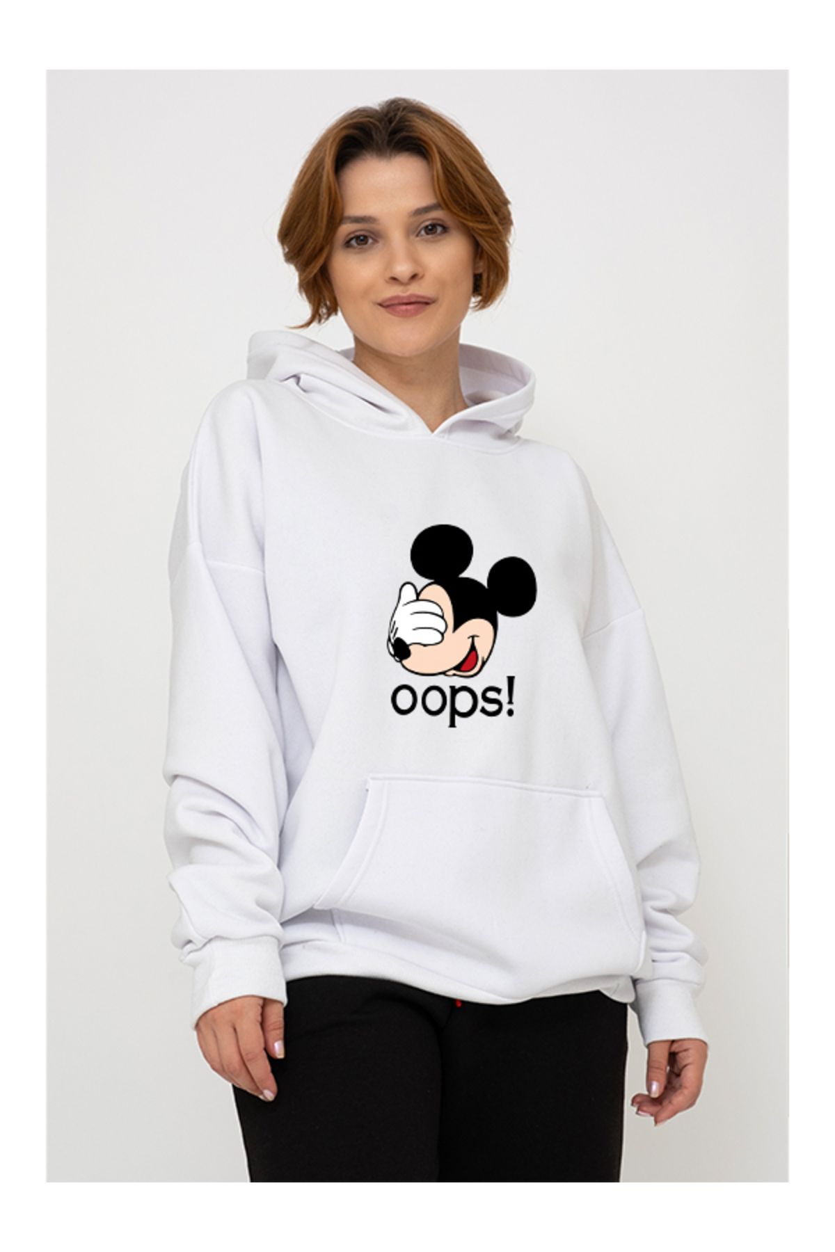 EXPECTED Women s Oversize Mickey Printed 3 Thread Thick Sweatshirt