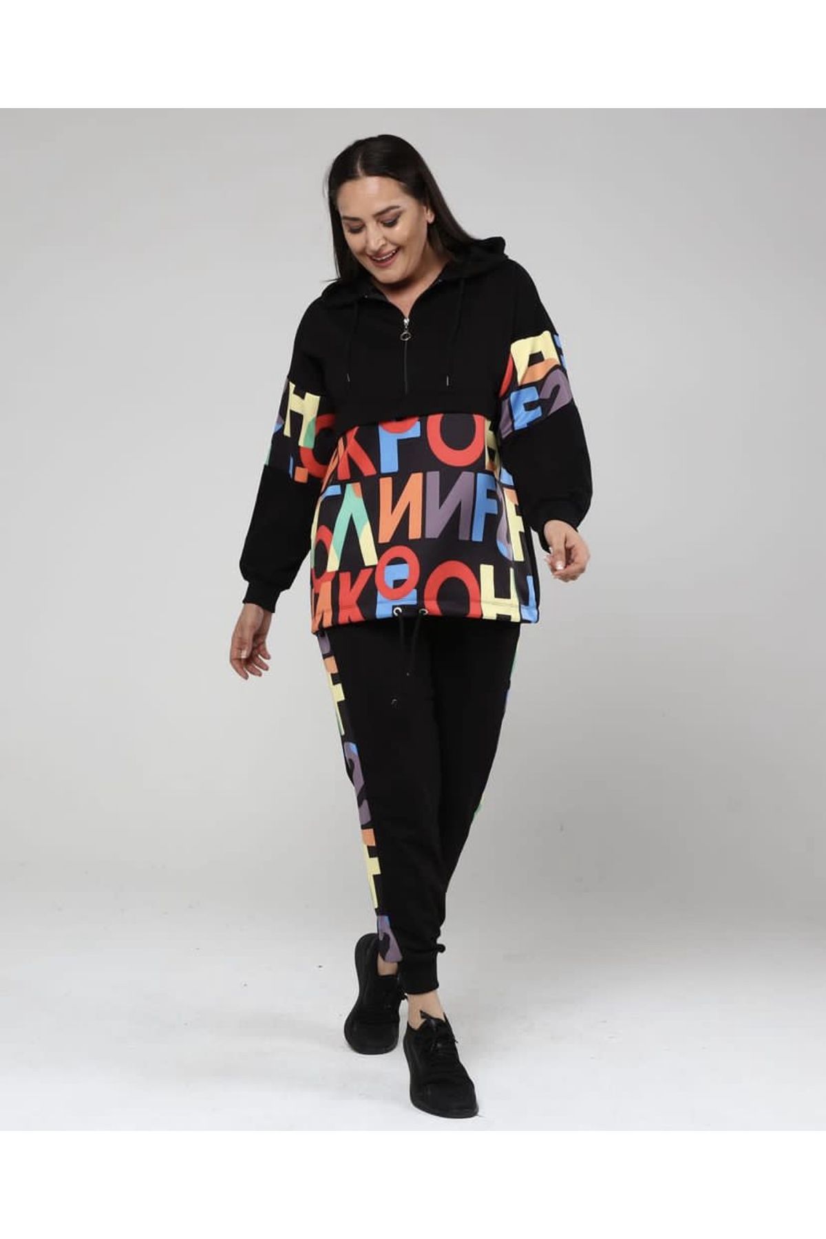 Plus size black sweatsuit clearance