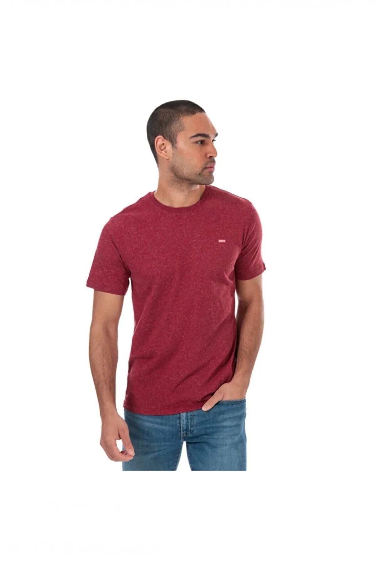 تی شرت قرمز مردانه دوچرخه پایه کلاسیک HM BORDEAUX BICICLE YAKA T SHRET Levi's