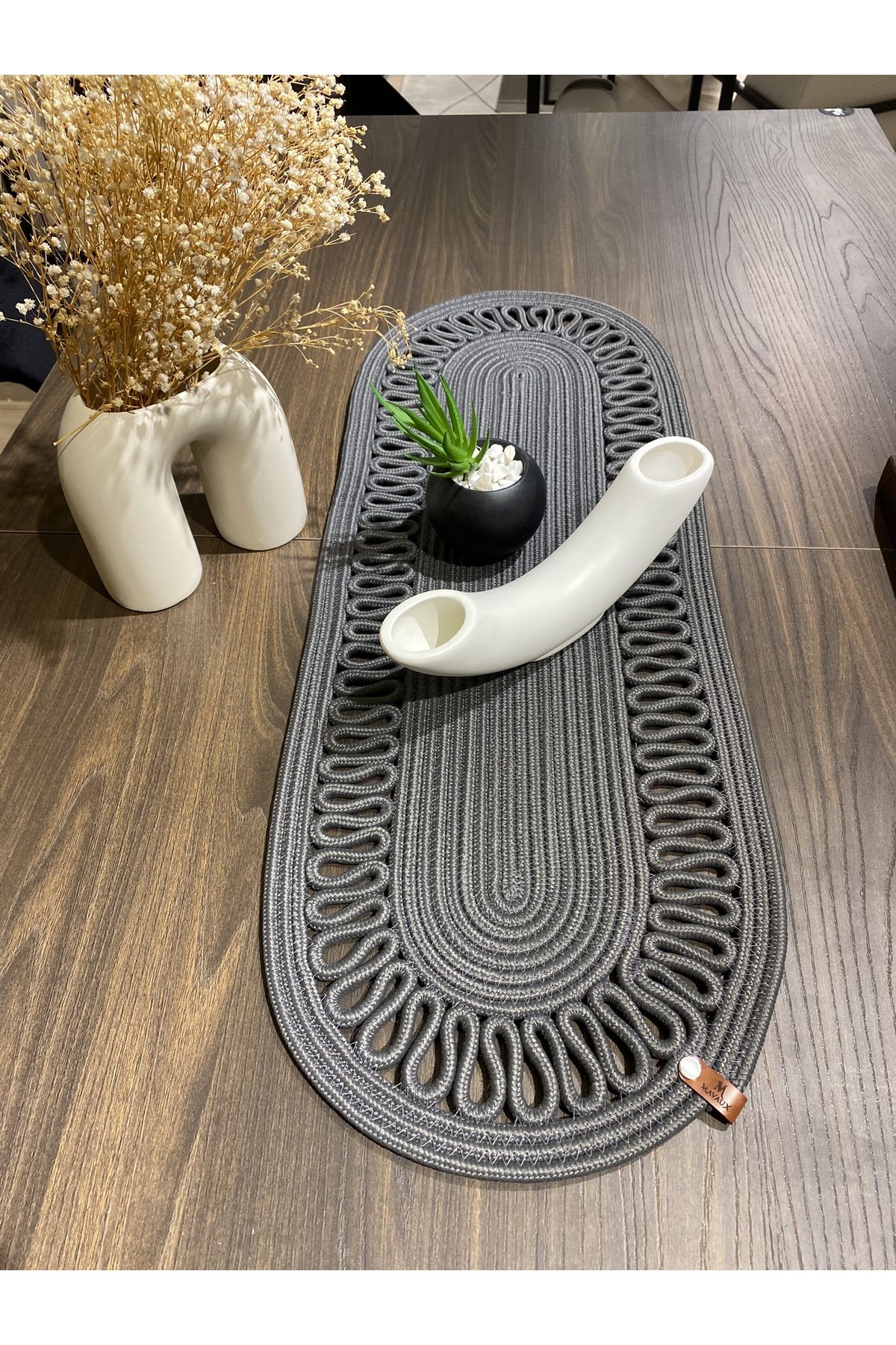 MaVaux-Modern Natural Jute, Patterned, Wicker, Placemat, Table, Coffee Table Cloth Runner. 30x80 3