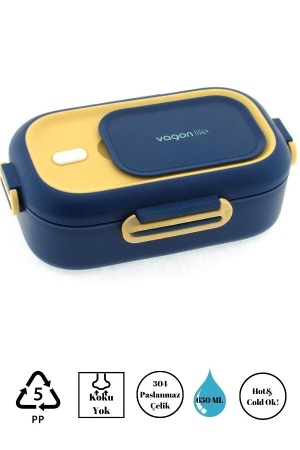 ست ظروف کمپینگ آبی جعبه ناهار مستطیل یک طبقه Vagonlife