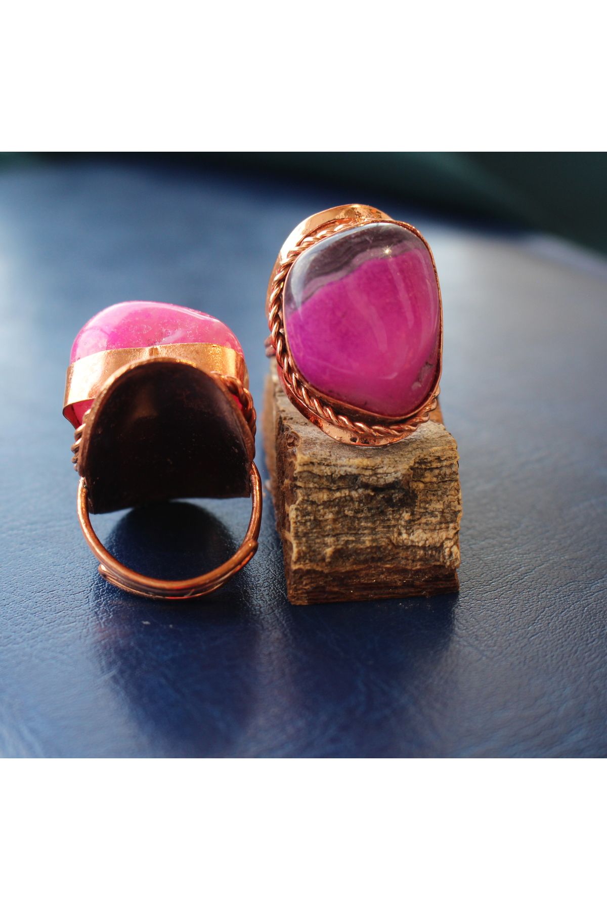 TREND N YOLU 1 Piece Handmade Adjustable Pink Natural Stone Ring Pink Agate Trendyol