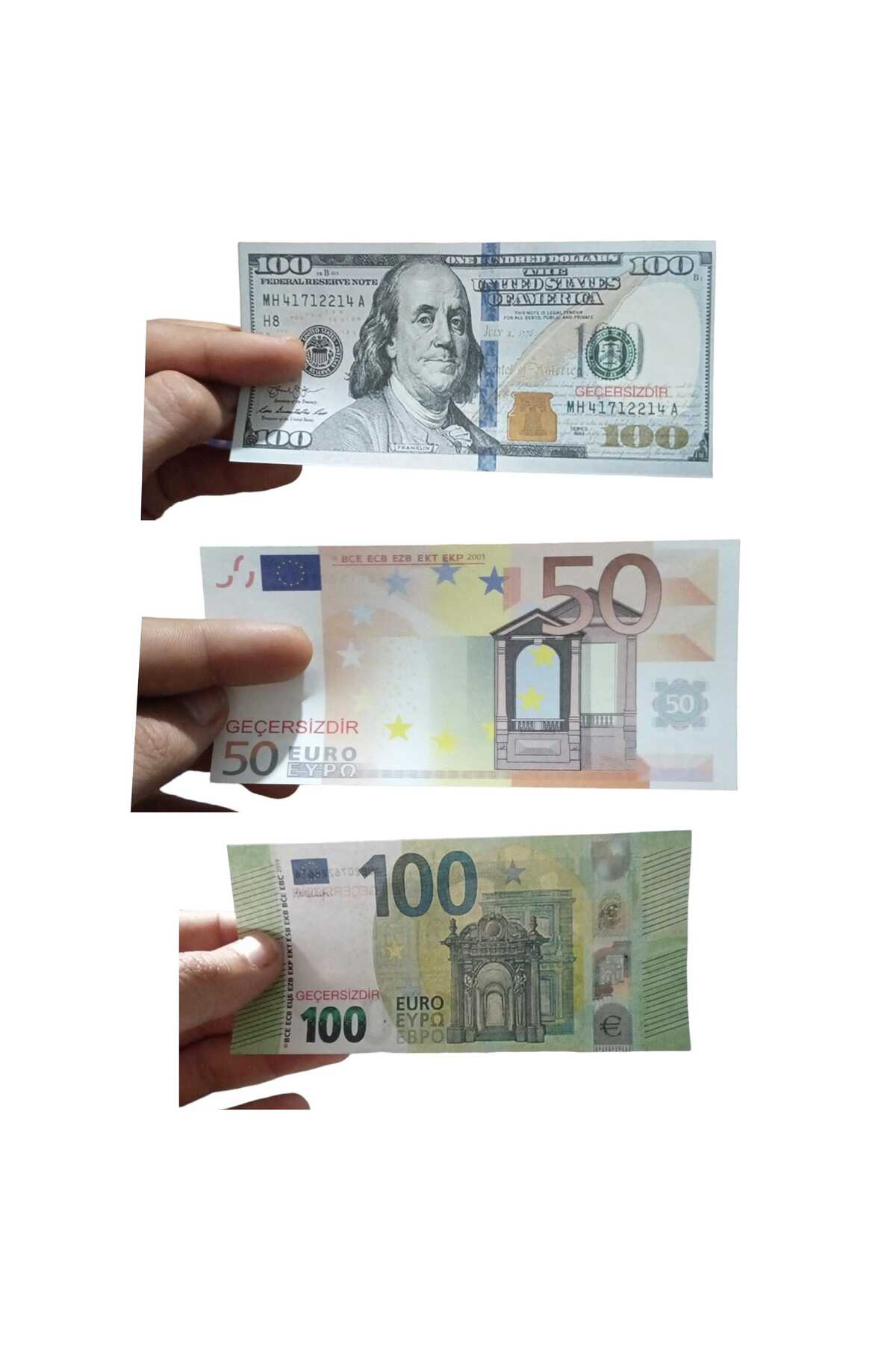 Muçis 100 er adet 50 euro,100 euro,100 dolar Geçersiz Sahte Düğün Film Dizi Paralarıı