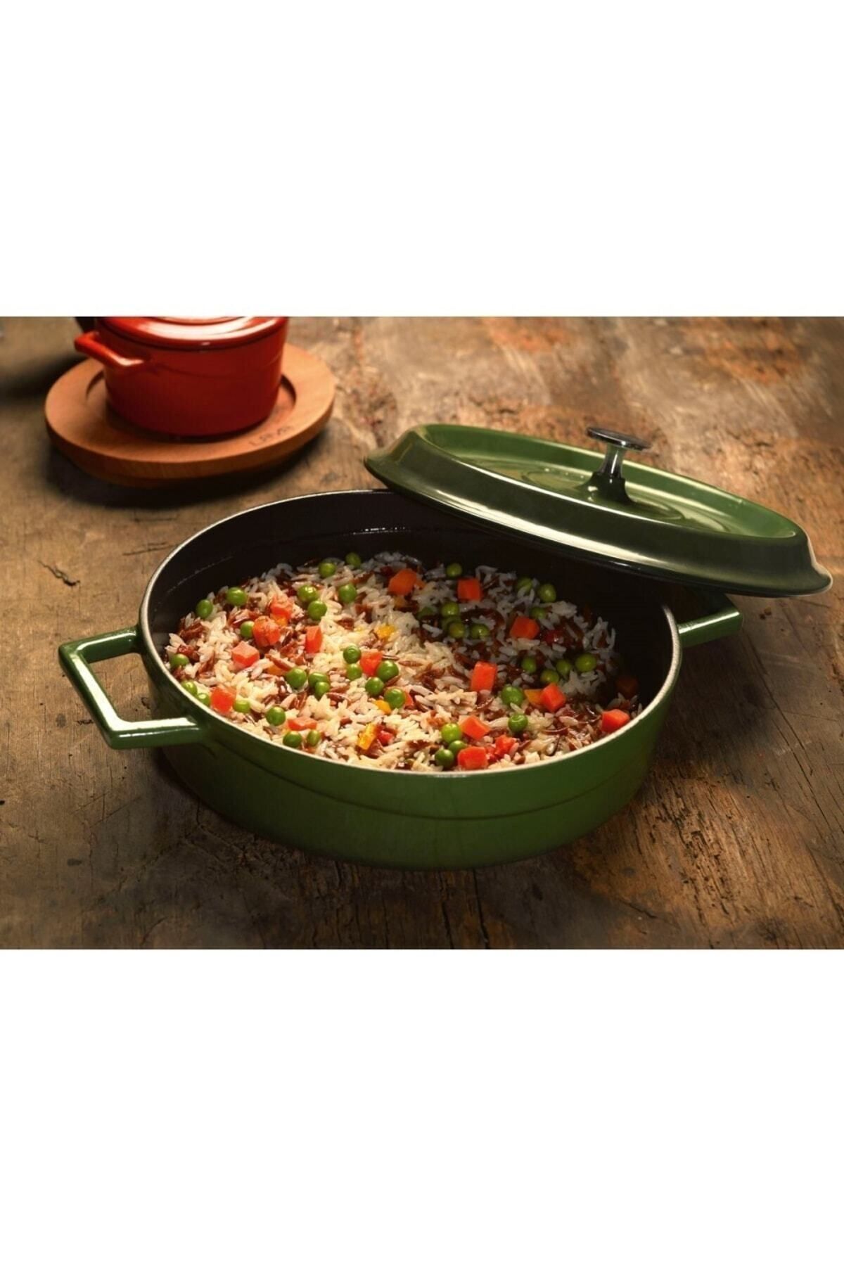 Lava-Cast Iron Multi-Purpose Flat Pot Trendy Series Diameter(ø)24 - Orange 6
