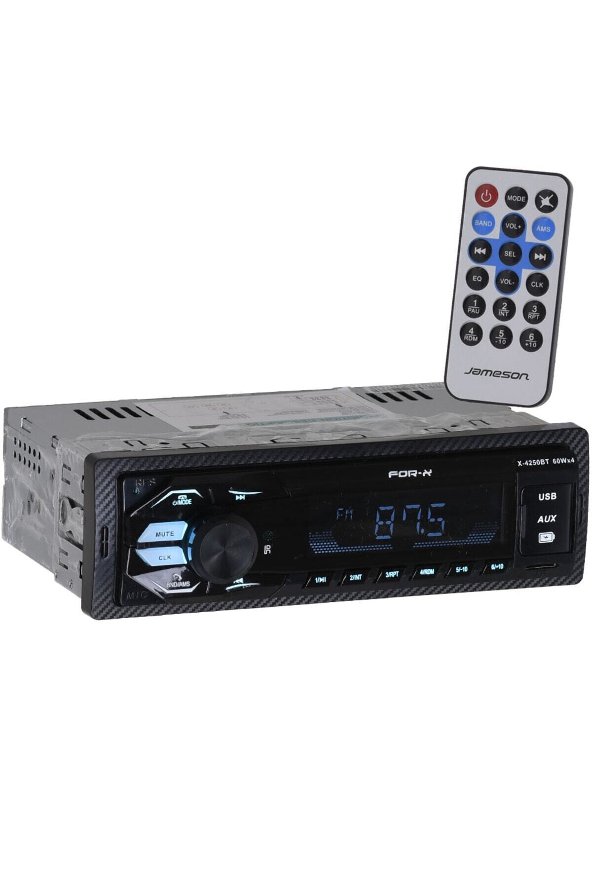 For-X 4X60W USB Girişli Bluetooth'lu 7 Renkli Işıklı Ekran Radyo Oto Teyp X-4250 BT