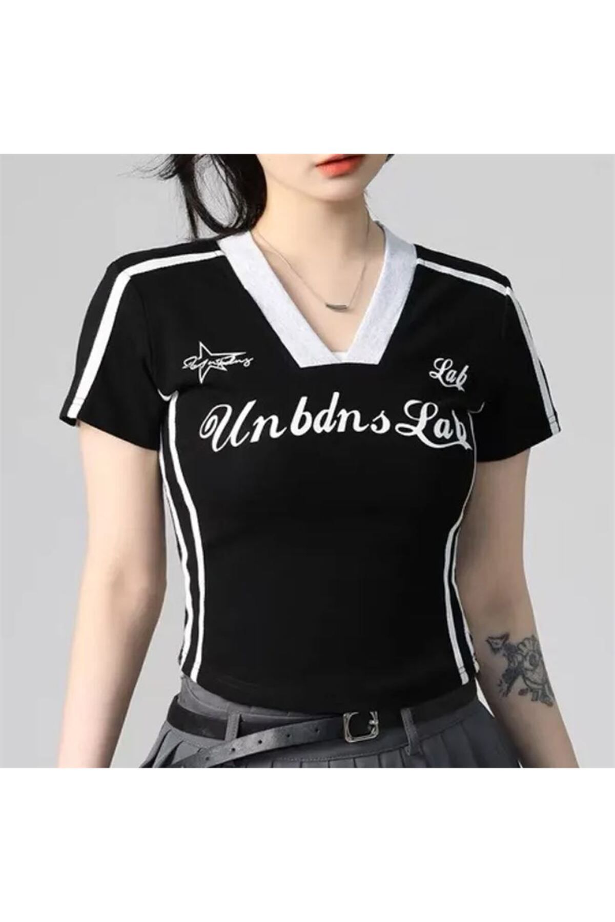 Gofeel Black Unbdns Lab Trendyol T-Shirt - Uniform Half