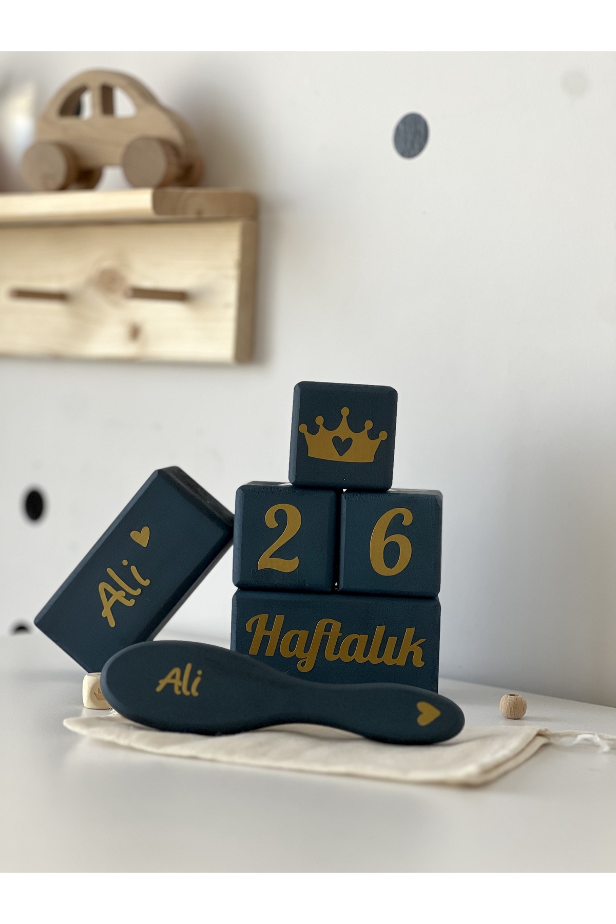 İSİMLİ ANNE BEBEK ANI KÜPÜ SETİ GOLD YAZILI