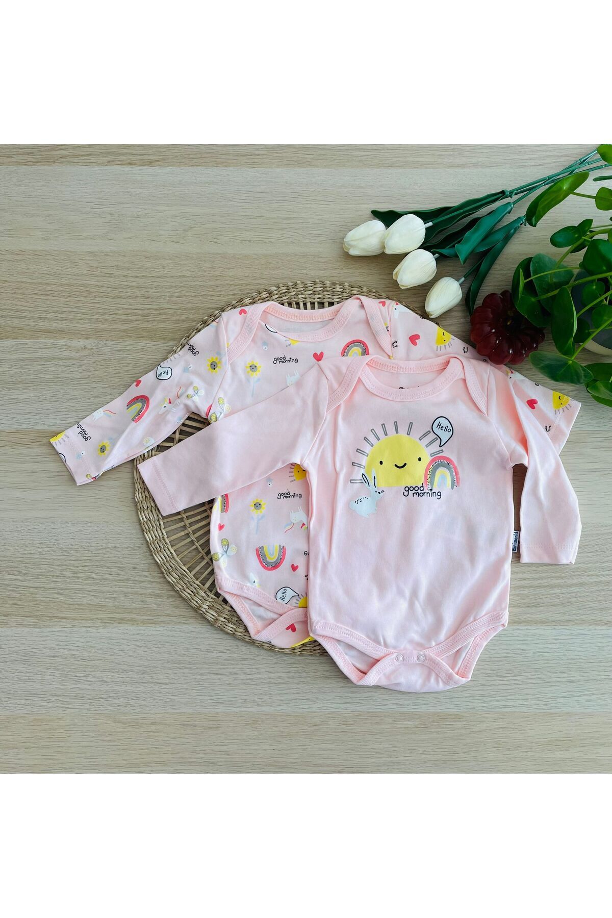 Miniworld 2-Piece Baby Girl Bodysuit (Pink) 100% Cotton- Trendyol