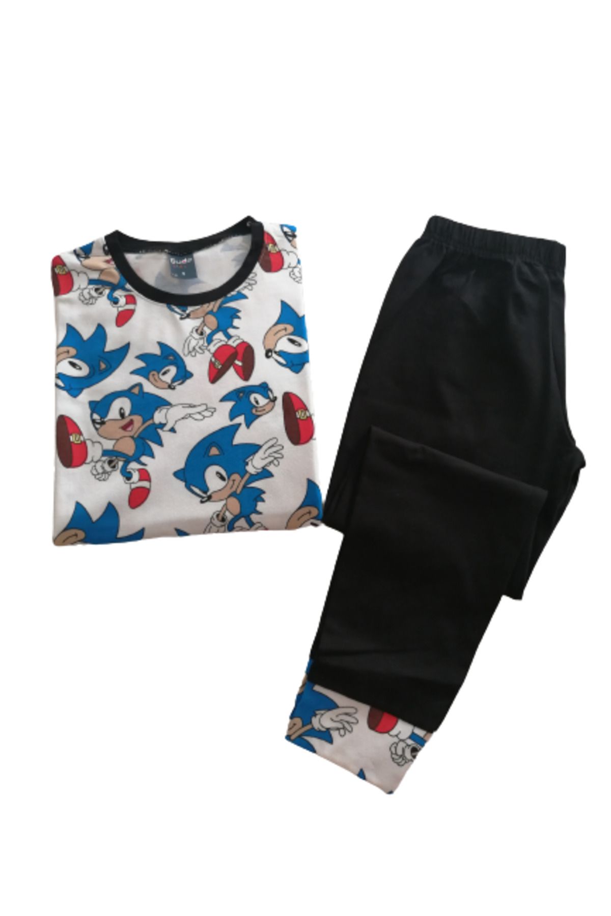 ÇİTO KİDS-Boy's Cotton Navy Blue Sonic Patterned Long Sleeve Pajama Set 4