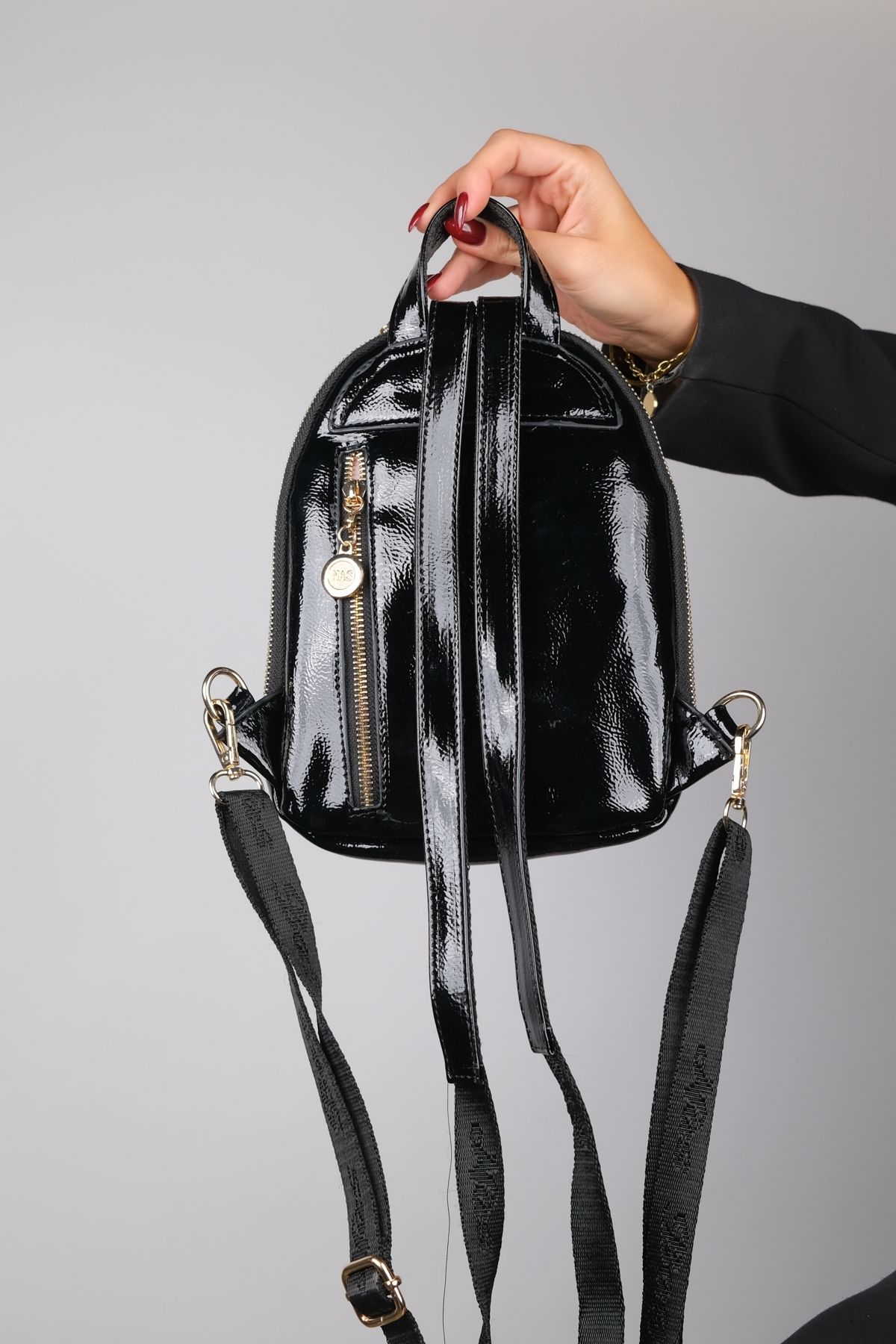 Patent leather mini outlet backpack