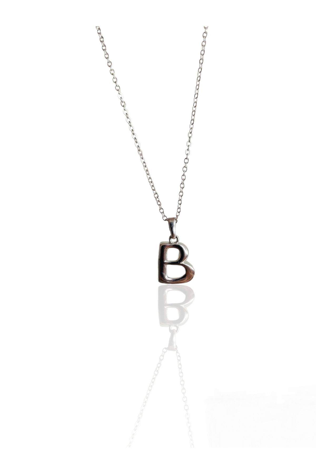 Alexis Carrel-Women's Silver Plated Balloon Letter B Necklace, Bubble Letter Necklace 1