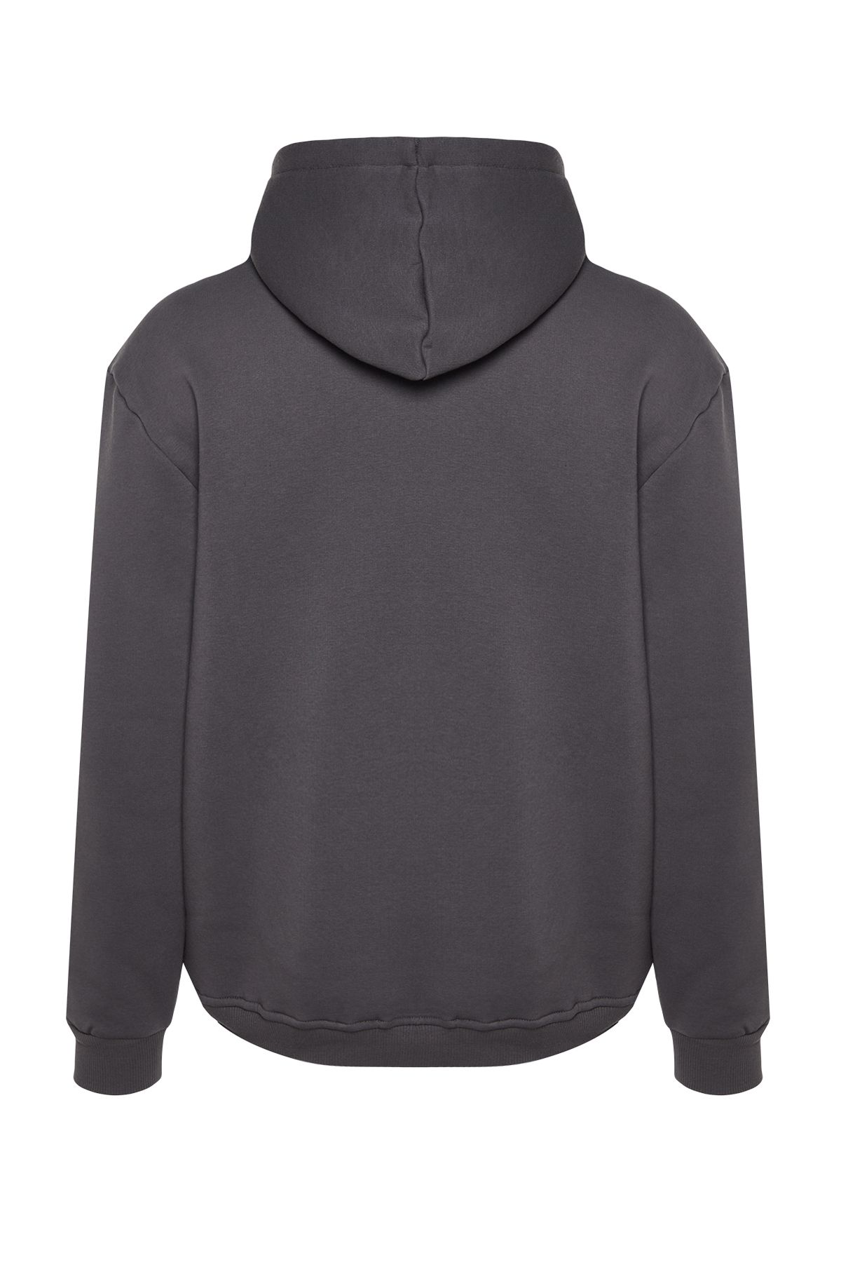Trendyol Collection-Anthrazitfarbenes, minimal besticktes Fleece-Sweatshirt - TMNAW24sw00096 8