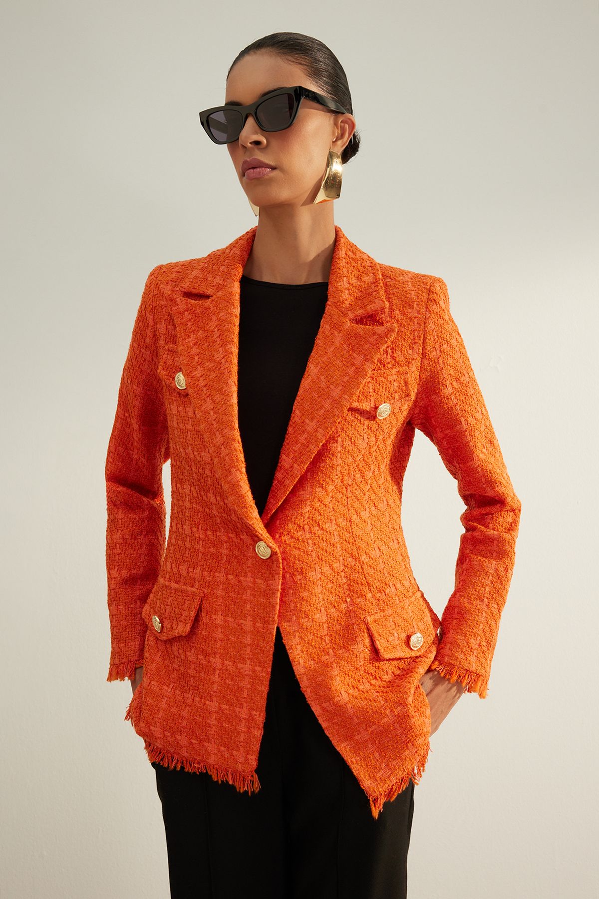 Orange hotsell tweed blazer