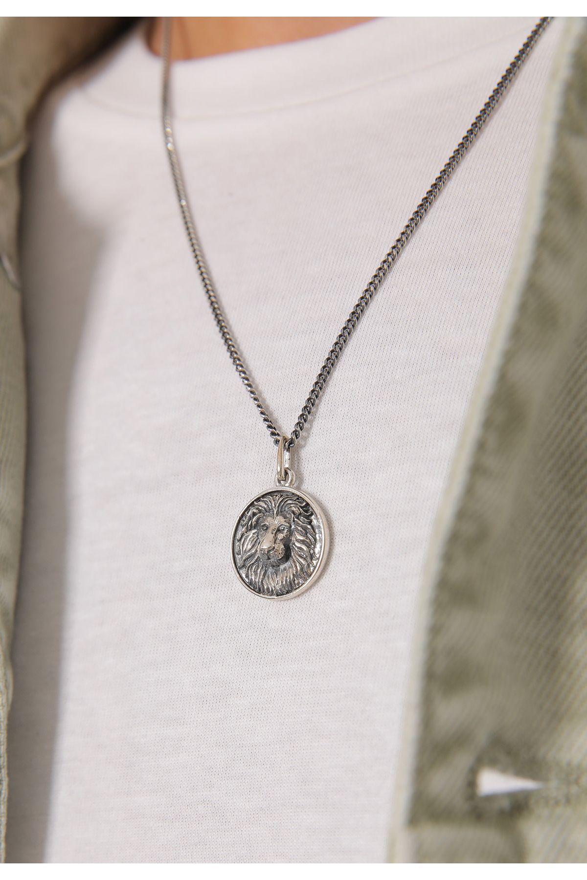 KUZZOI Halskette Massiv Löwe Sternzeichen Herren - Silber Trendyol 925