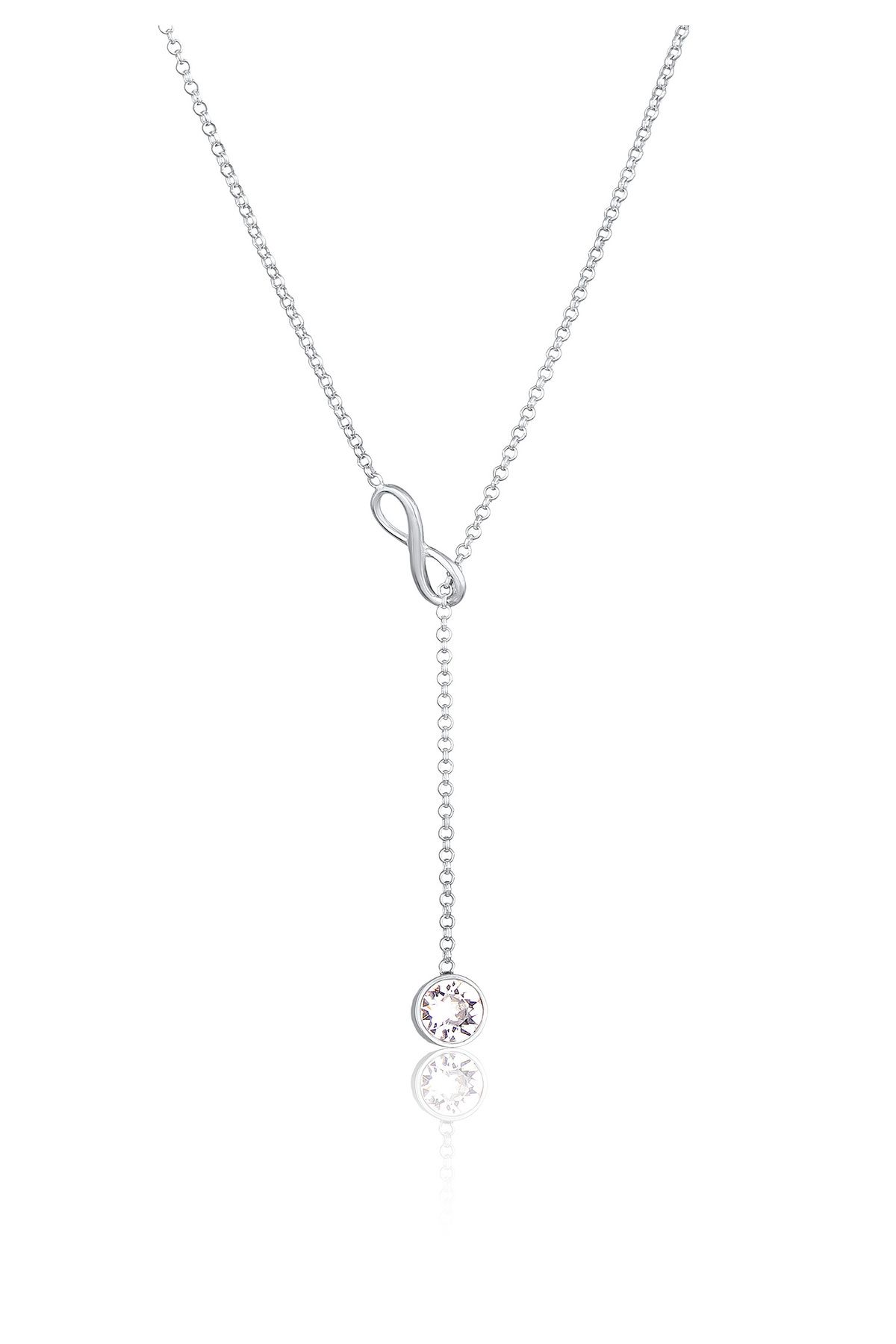 ELLI Halskette Y-Kette Infinity Unendlichkeit Kristall 925 Silber - Trendyol