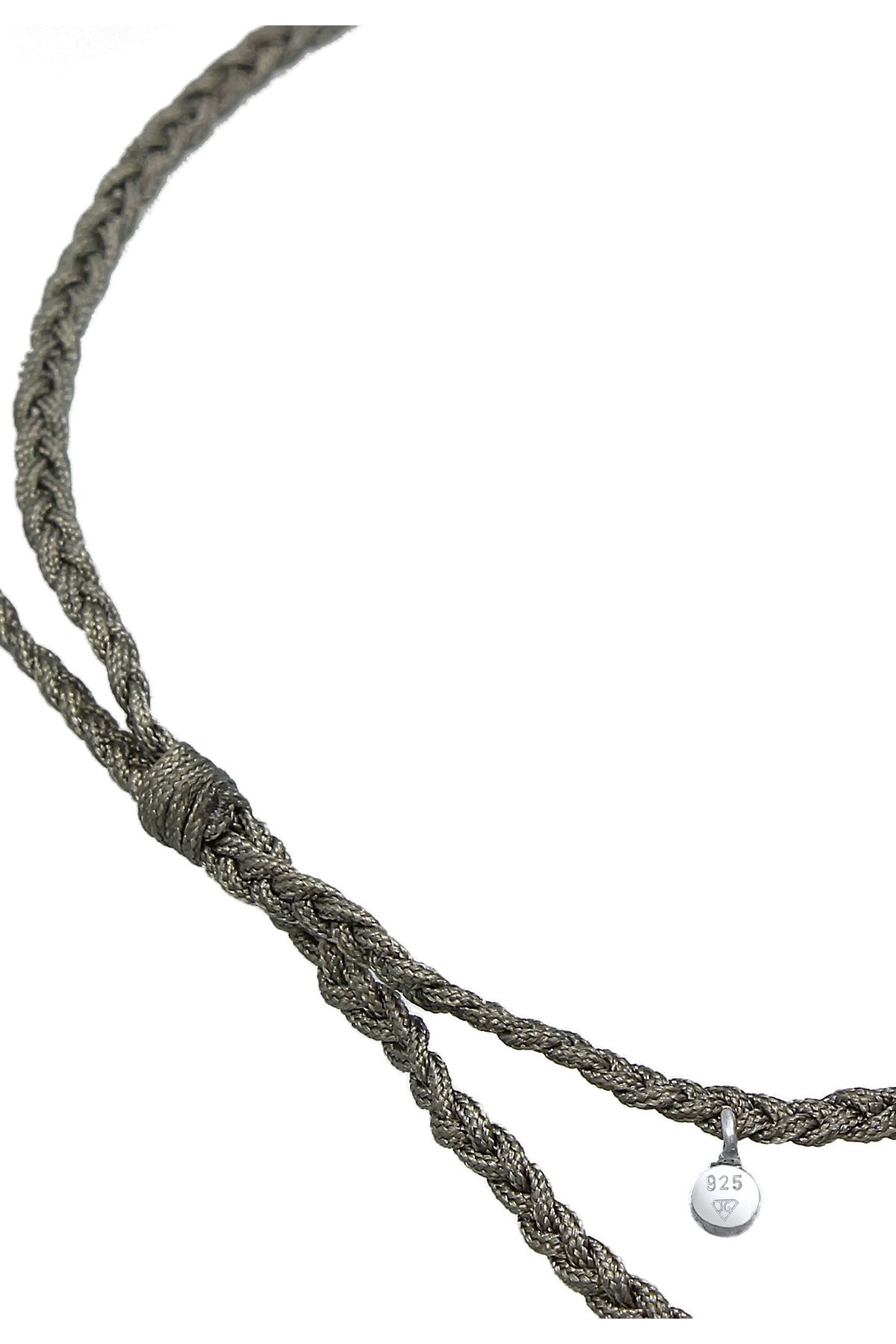 ELLI-Fußschmuck Nylon Bändchen Zopfdesign Perlen 2er Set 925 Silber 3