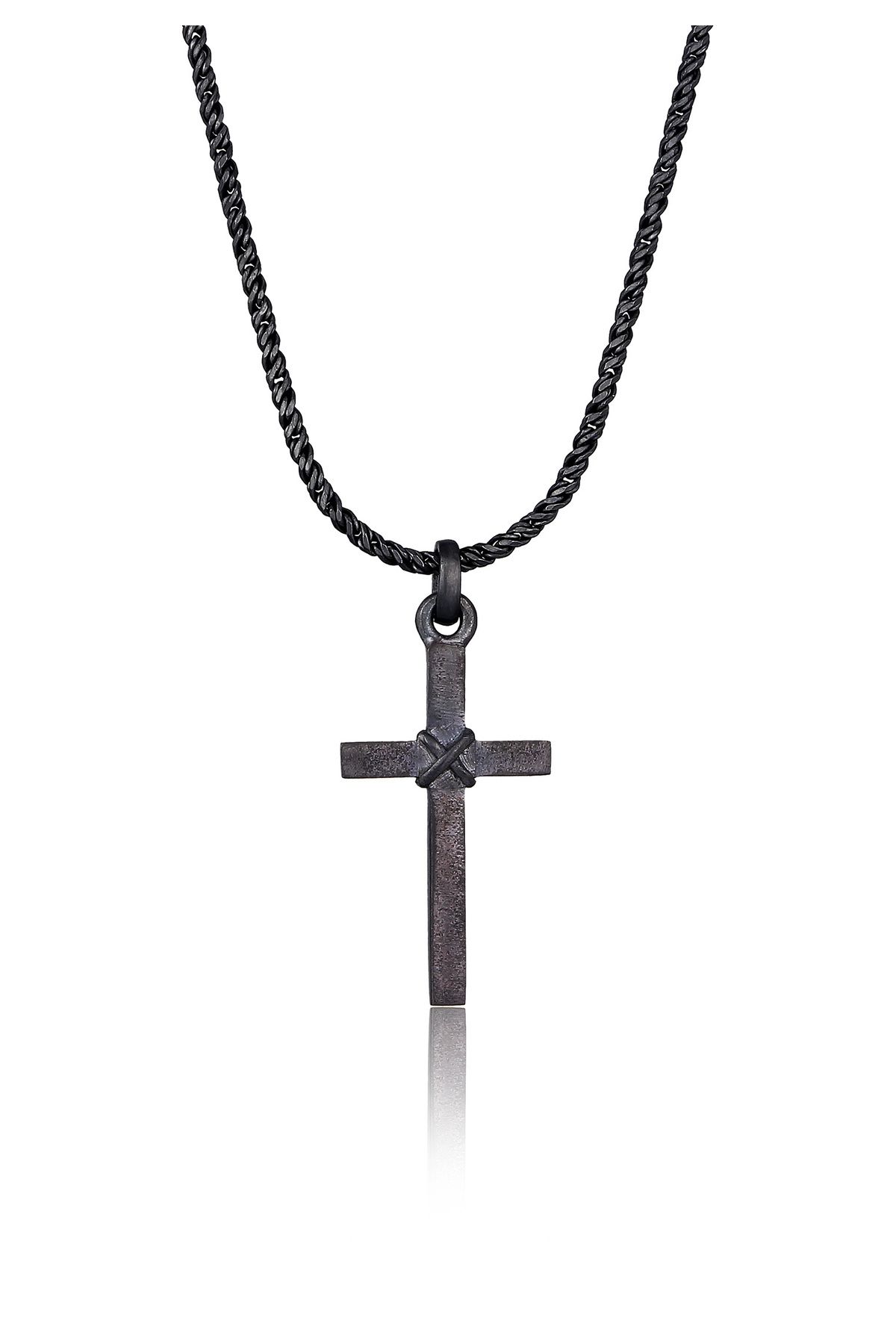 KUZZOI-Halskette Herren Kreuz Flach Kordelkette 925 Silber 1