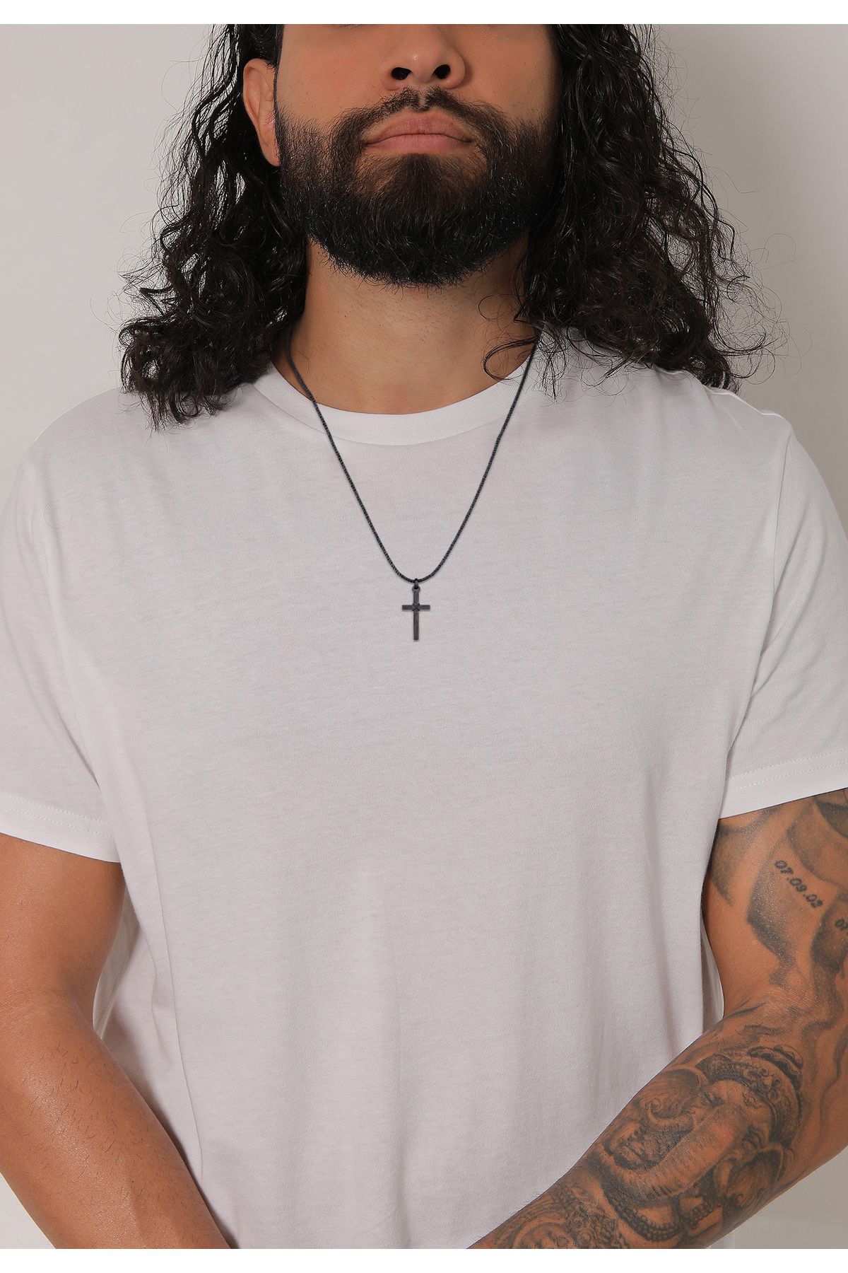 KUZZOI-Halskette Herren Kreuz Flach Kordelkette 925 Silber 6