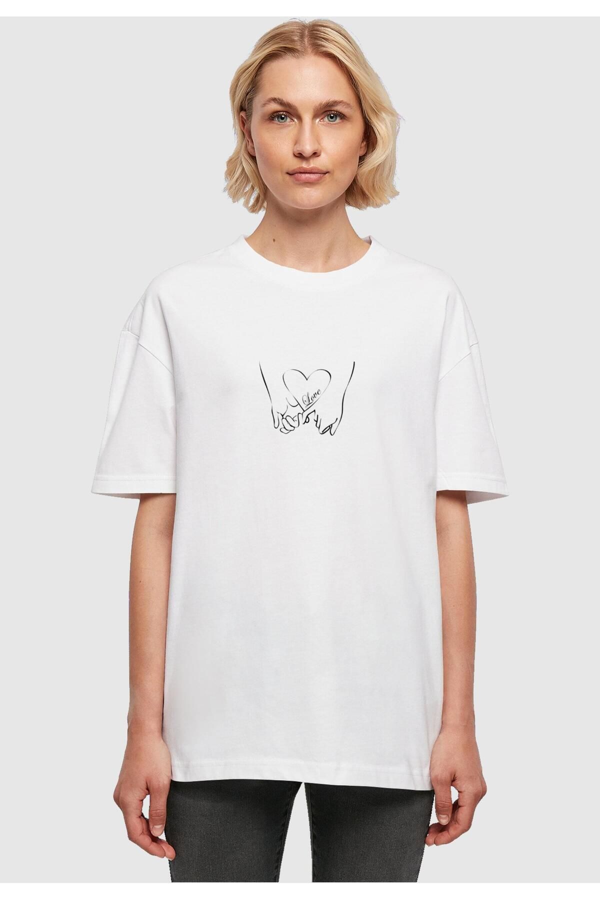 Merchcode Damen Ladies Love 2 Boyfriend-T-Shirt Trendyol - Übergroßes