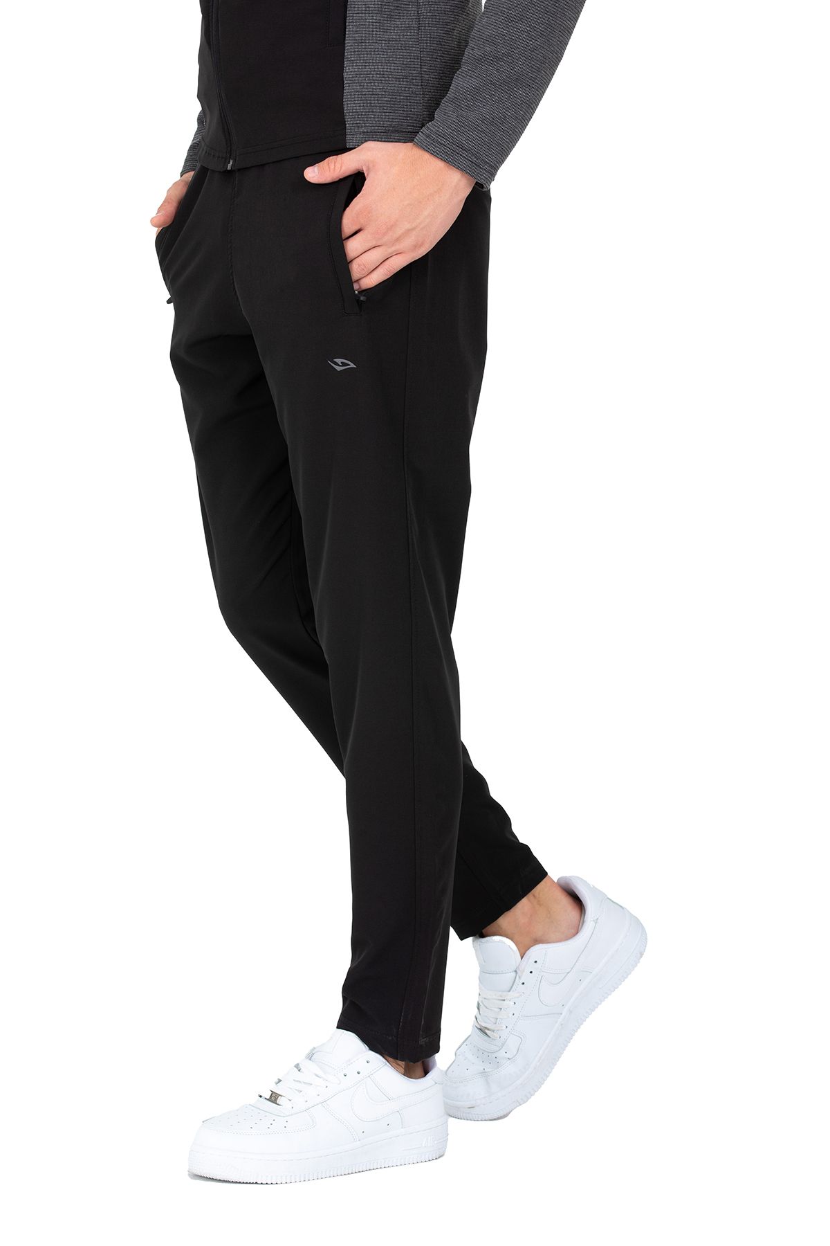 DYNAMO-Men's Anthracite Stand Collar Straight Leg Garni Fabric Tracksuit Set AS-312 11