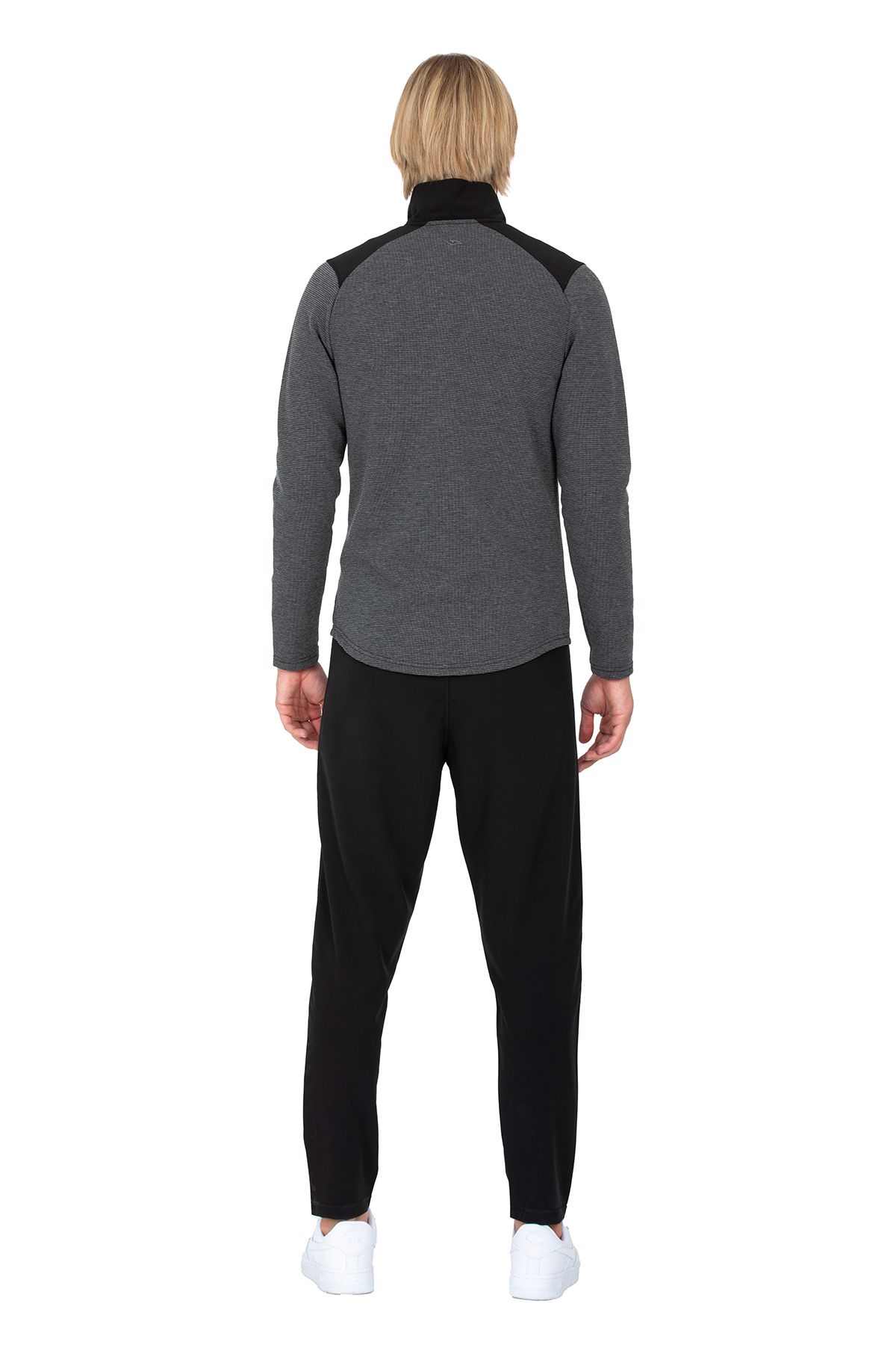 DYNAMO-Men's Anthracite Stand Collar Straight Leg Garni Fabric Tracksuit Set AS-312 6