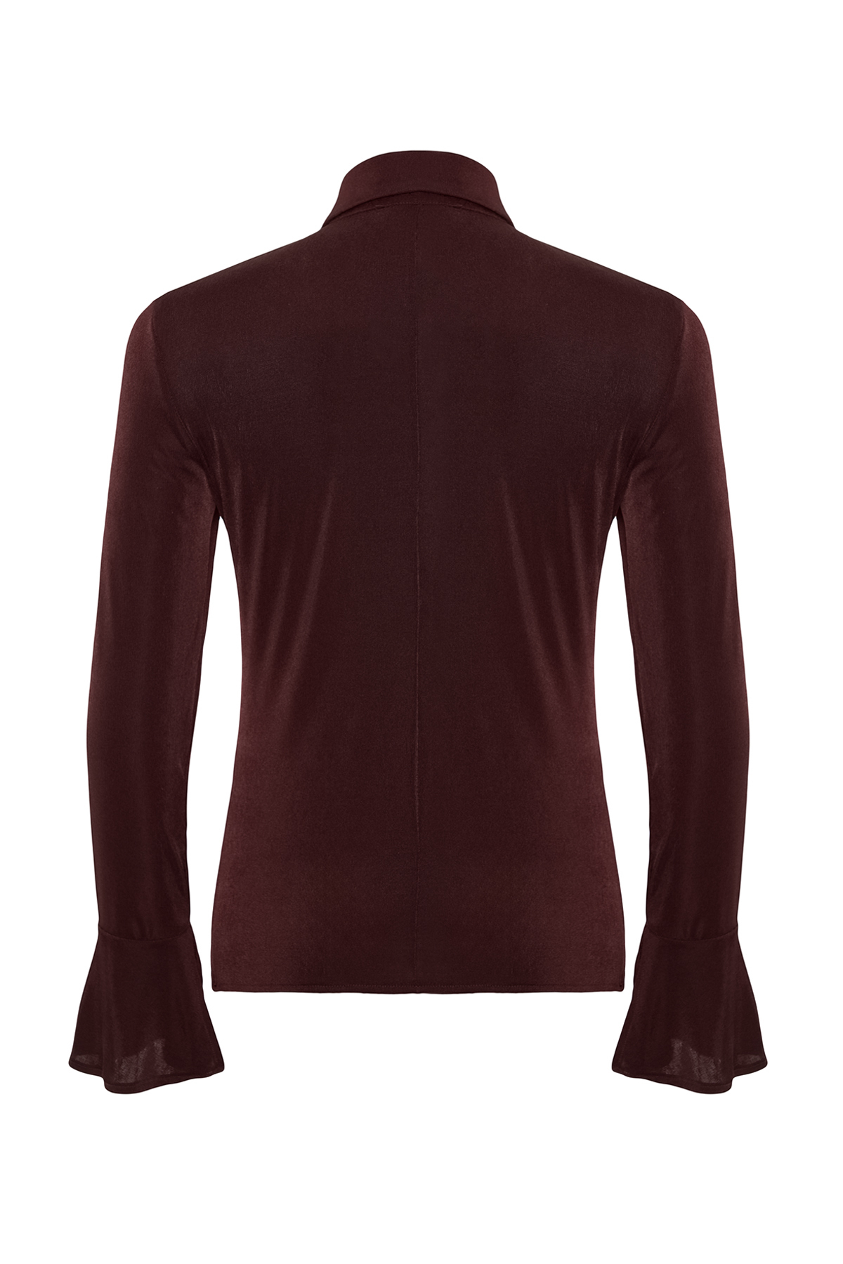 Trendyolmilla  Kahverengi Parlak Yüzeyli ve Yumuşak Dokulu Polo Yaka Düğmeli Örme Gömlek TWOAW24GO00194 - Görsel 8