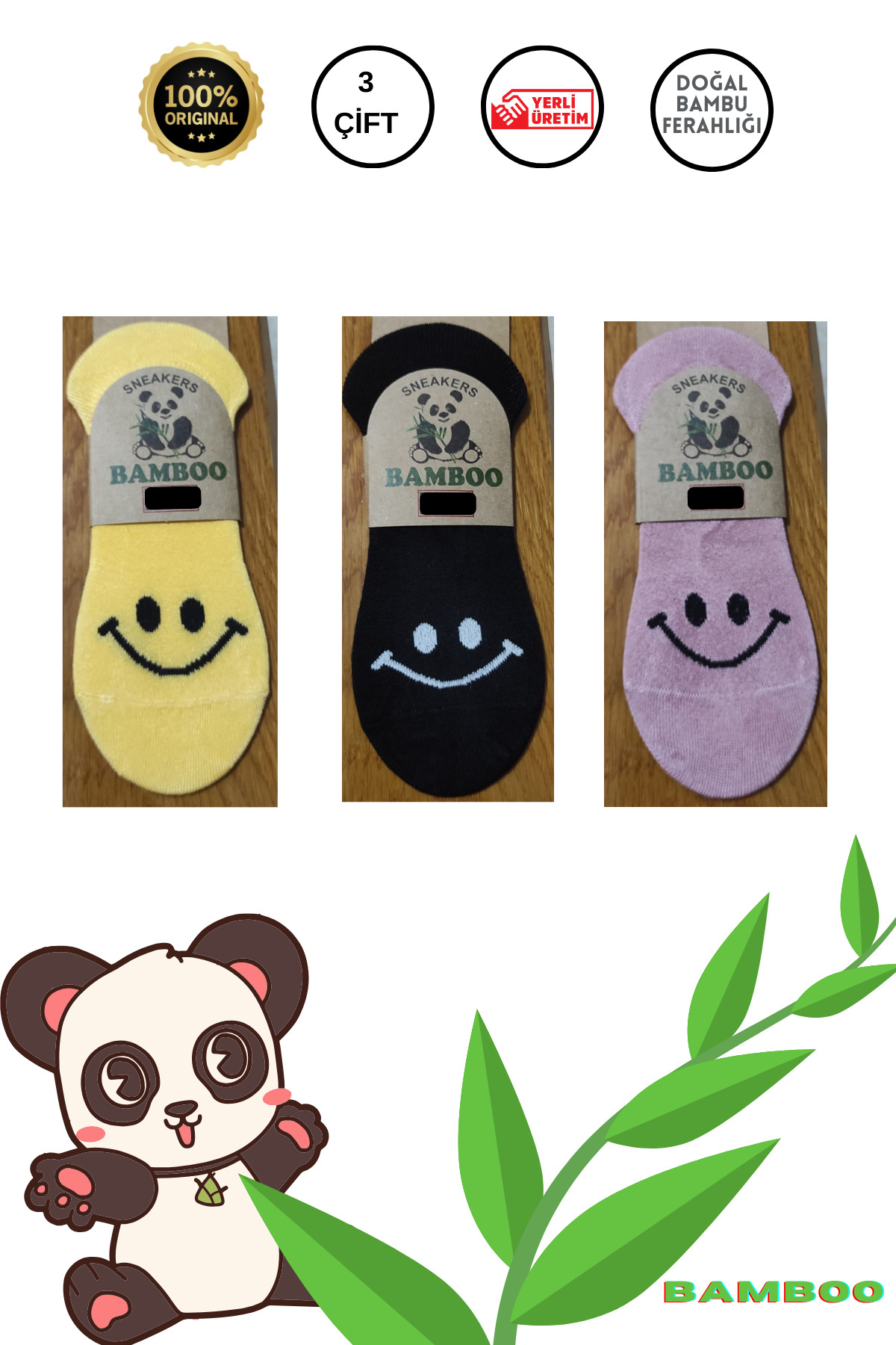 Bambu Görünmez Sneakers Dikişsiz Kadın Çorap (3 Çift) Desenli Kısa Kaliteli Çorap — görsel 4 · ZHHJCGJ