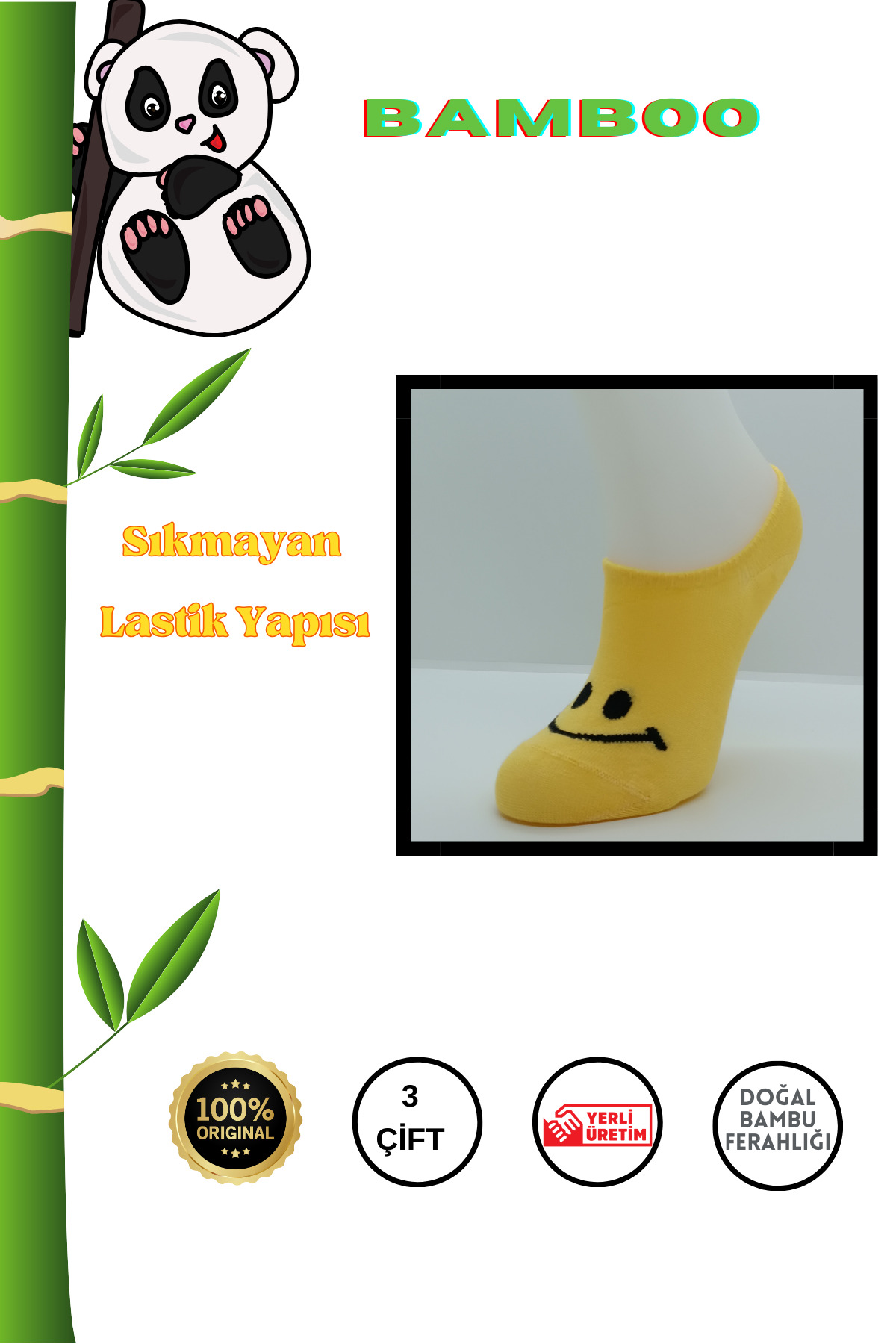 Bambu Görünmez Sneakers Dikişsiz Kadın Çorap (3 Çift) Desenli Kısa Kaliteli Çorap — görsel 2 · ZHHJCGJ
