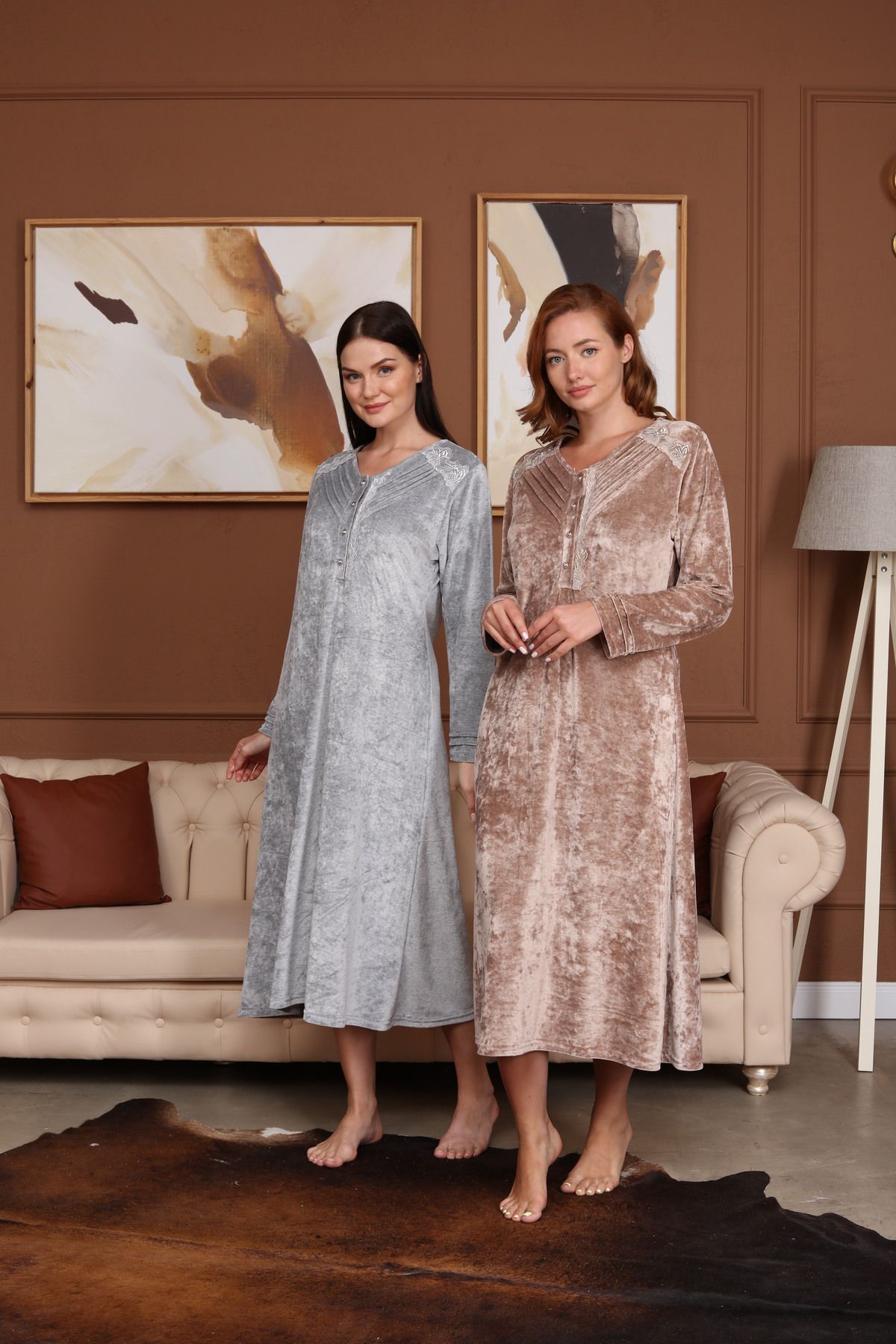 Velvet night gown hot sale