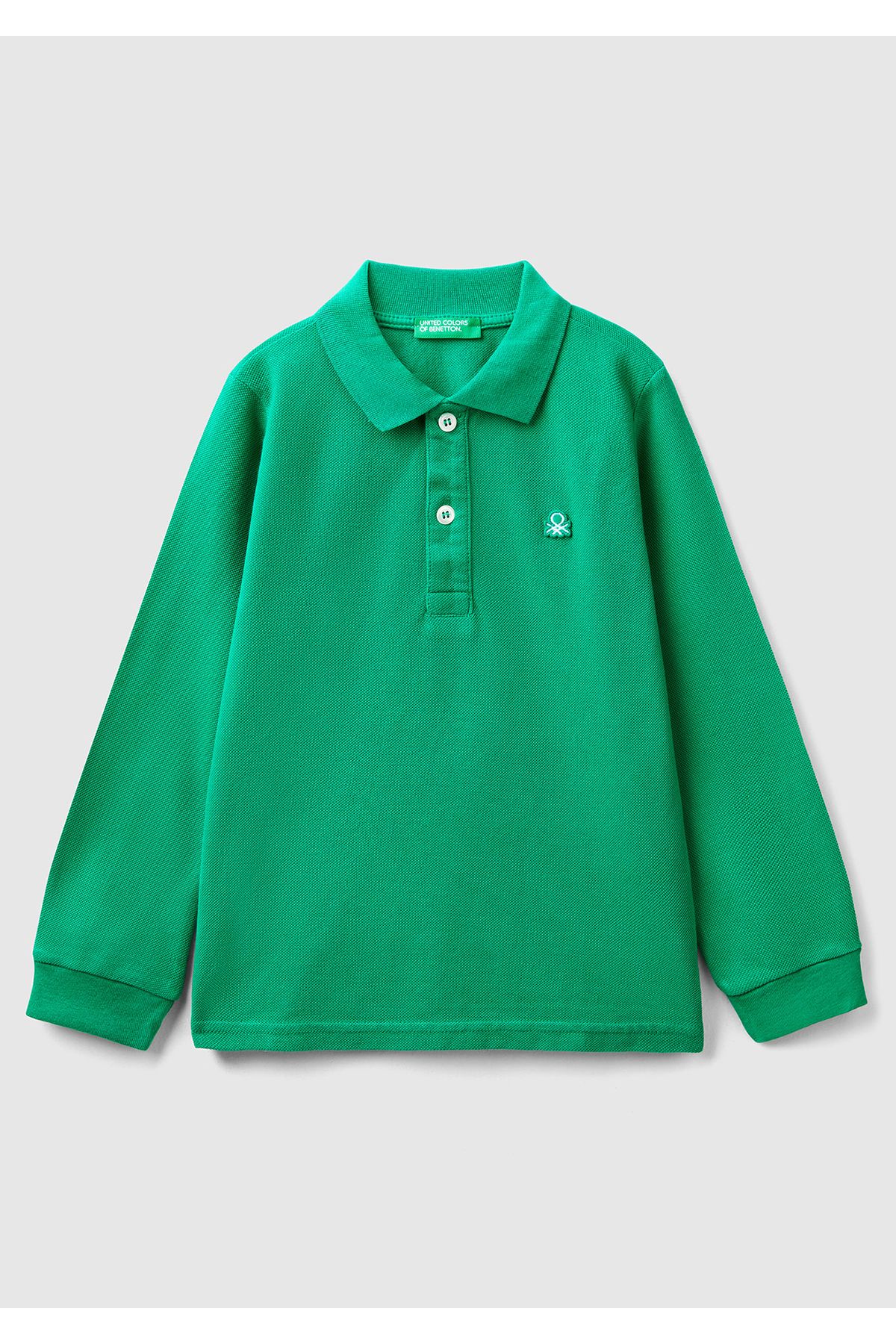 Зеленая футболка-поло с логотипом United Colors of Benetton для мальчиков 223A3089G3009