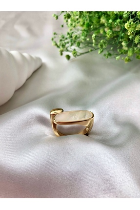 sheyajewellery Beyaz Taşlı Aesthetic Ayarlanabilir Çelik Yüzük