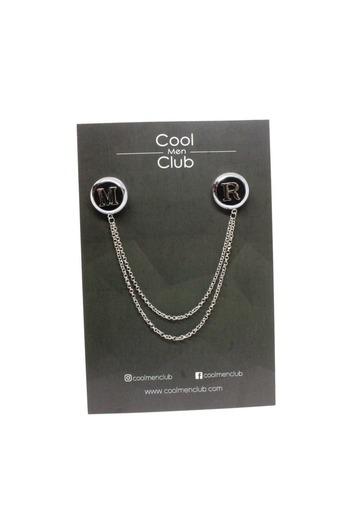 COOLMENCLUB Erkek Gümüş Renk Harfli  Gömlek Yaka İğnesi