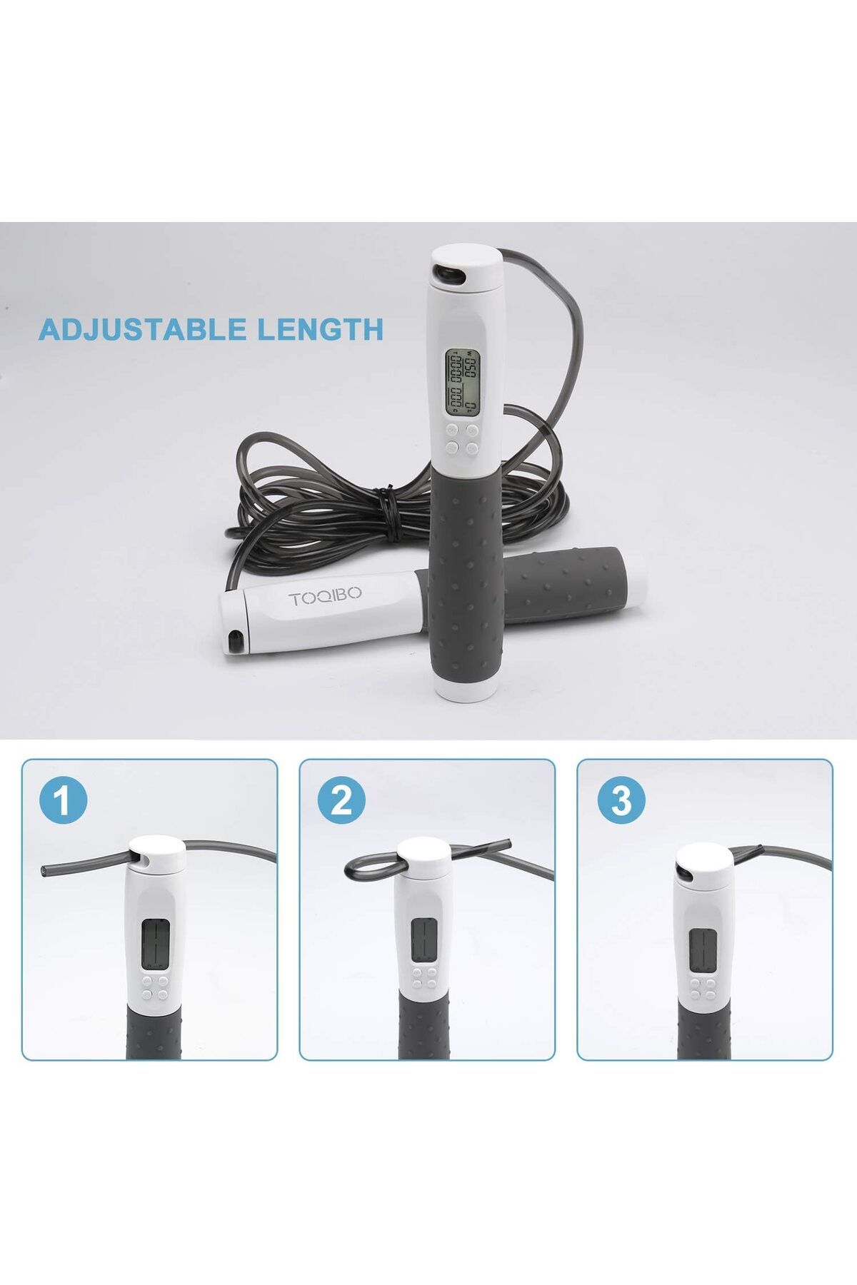 TOQIBO-Professional Digital Counter Jump Rope with Non-slip Handles and Adjustable Bearing 6