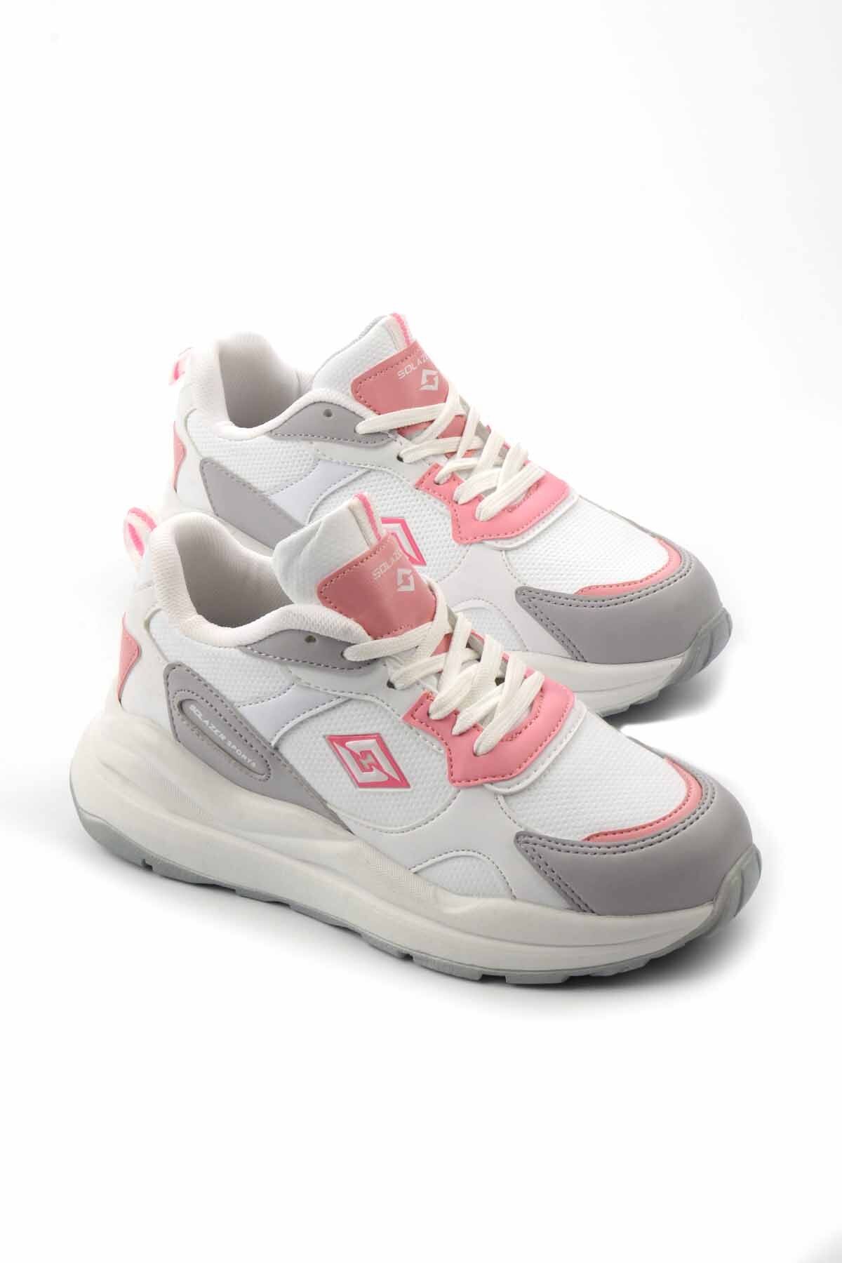 SOLAZER Women s Powder Orthopedic Sole Mesh Detailed Sneaker