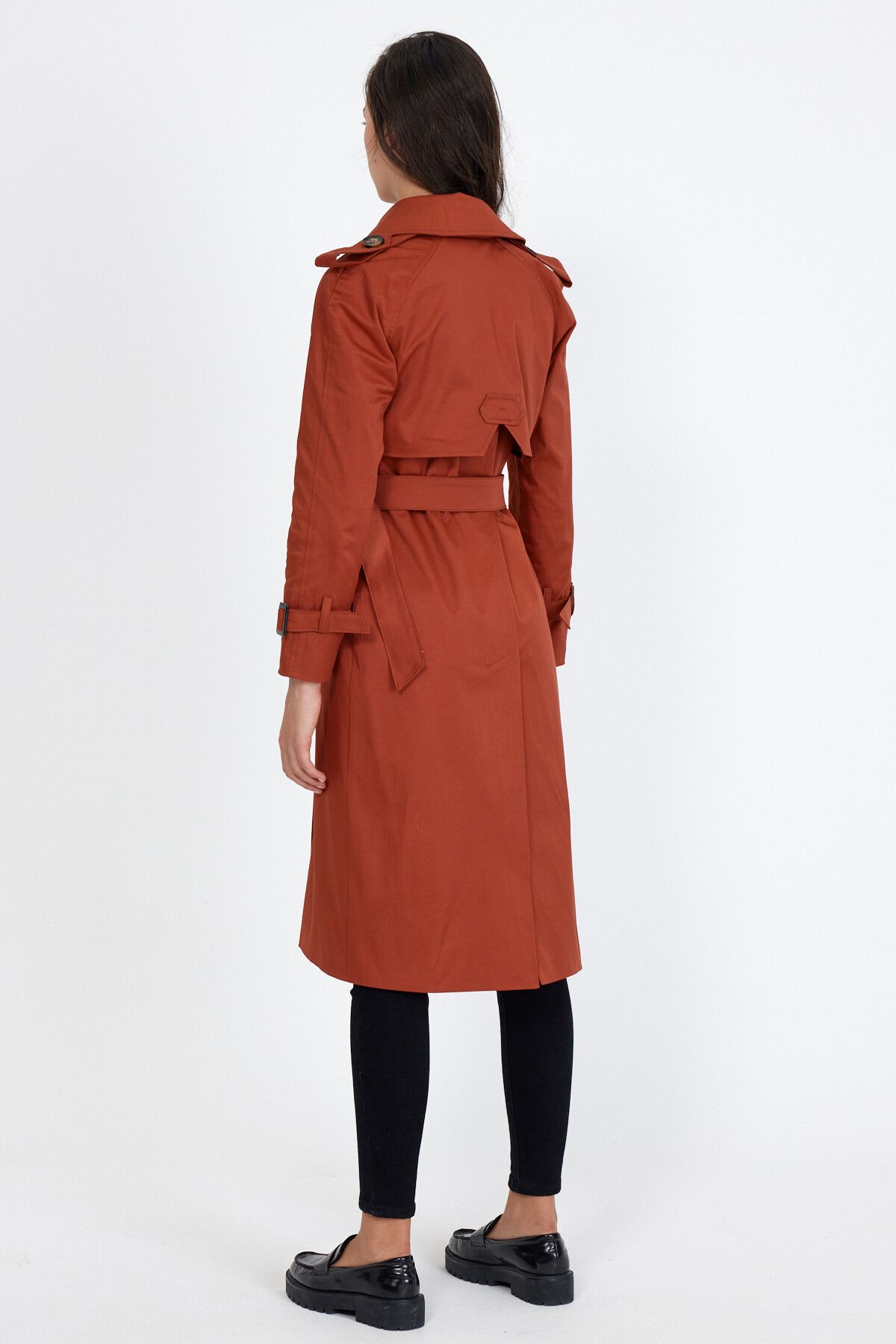 Sporting Women s Brick Red Coated Lined Waterproof Belted Long