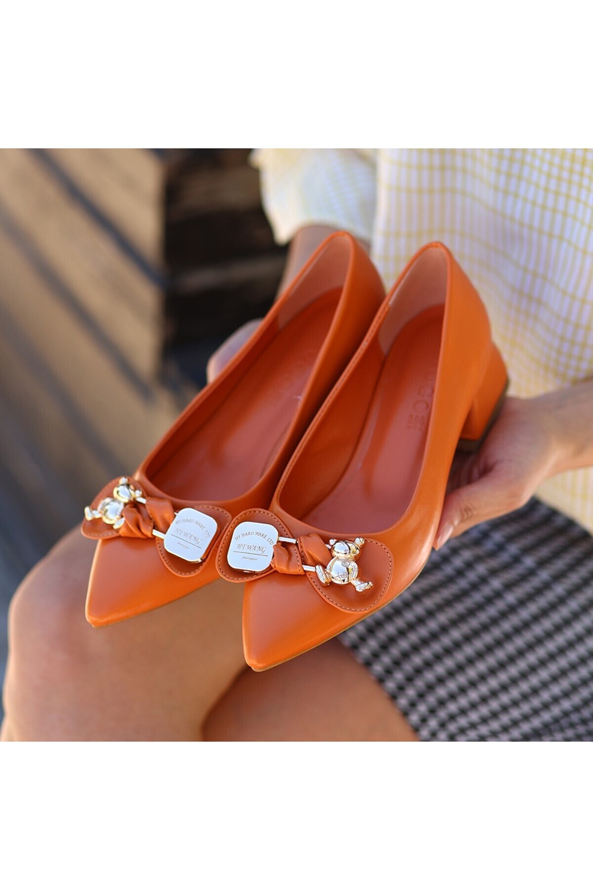 Zoxi Turuncu Cilt Topuklu Ayakkabı