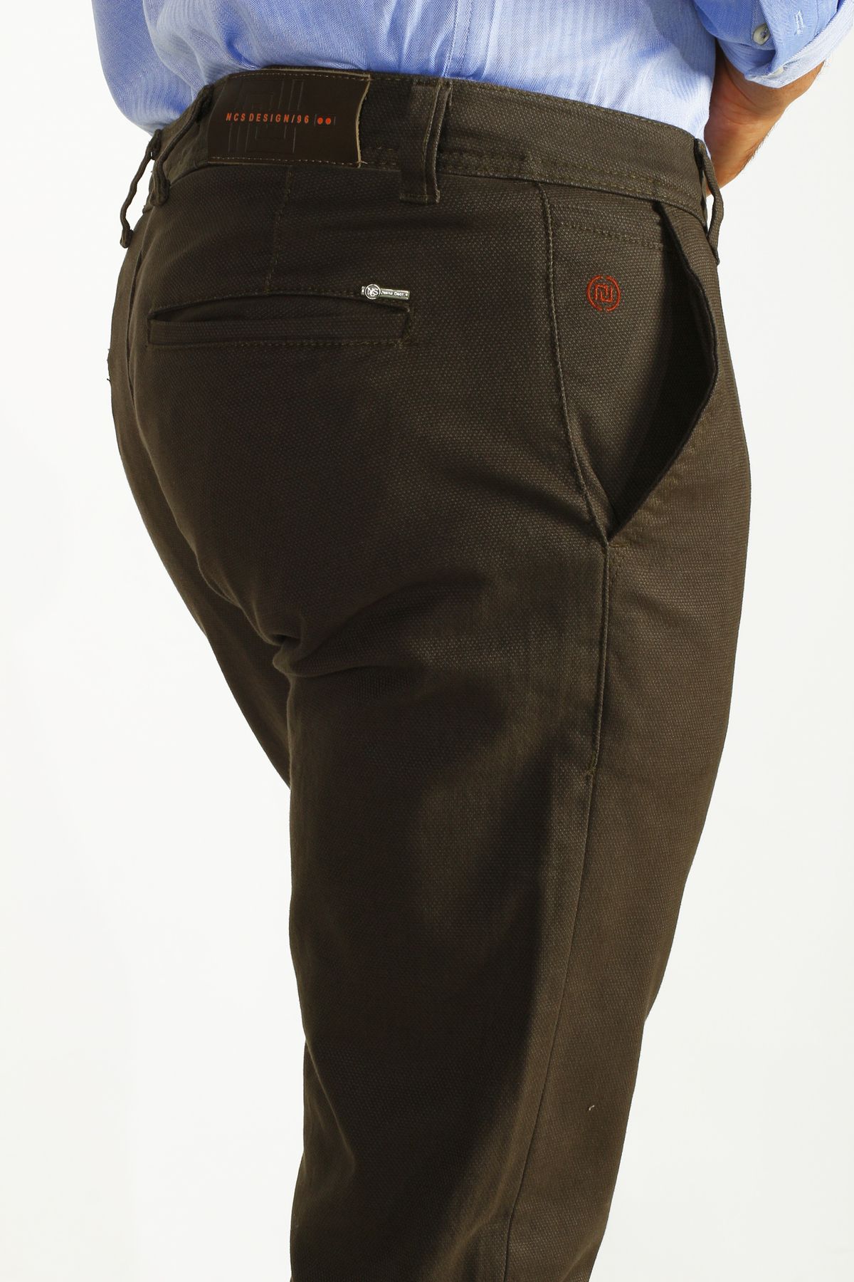 شلوار پارچه ای سبز مردانه لباس جیب جانبی خاکی باریک CHINO جین 2194 ان سی آر Ncs
