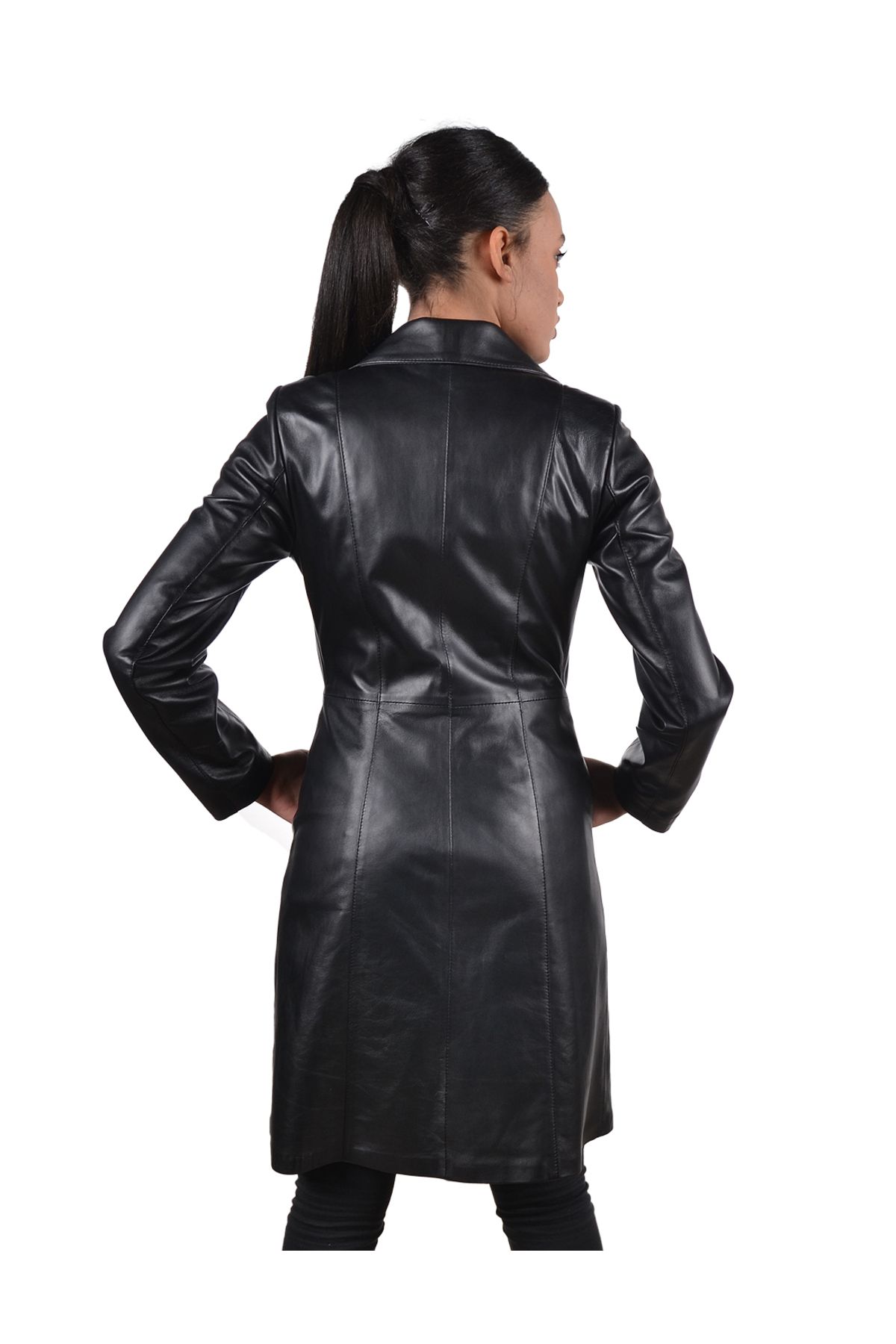 Meka Deri-Women's Genuine Leather Black Jacket 3