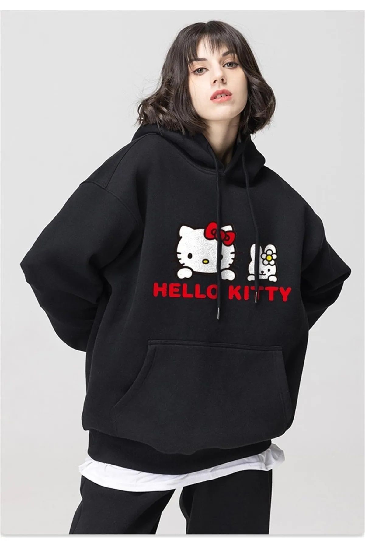 Black hello shop kitty hoodie