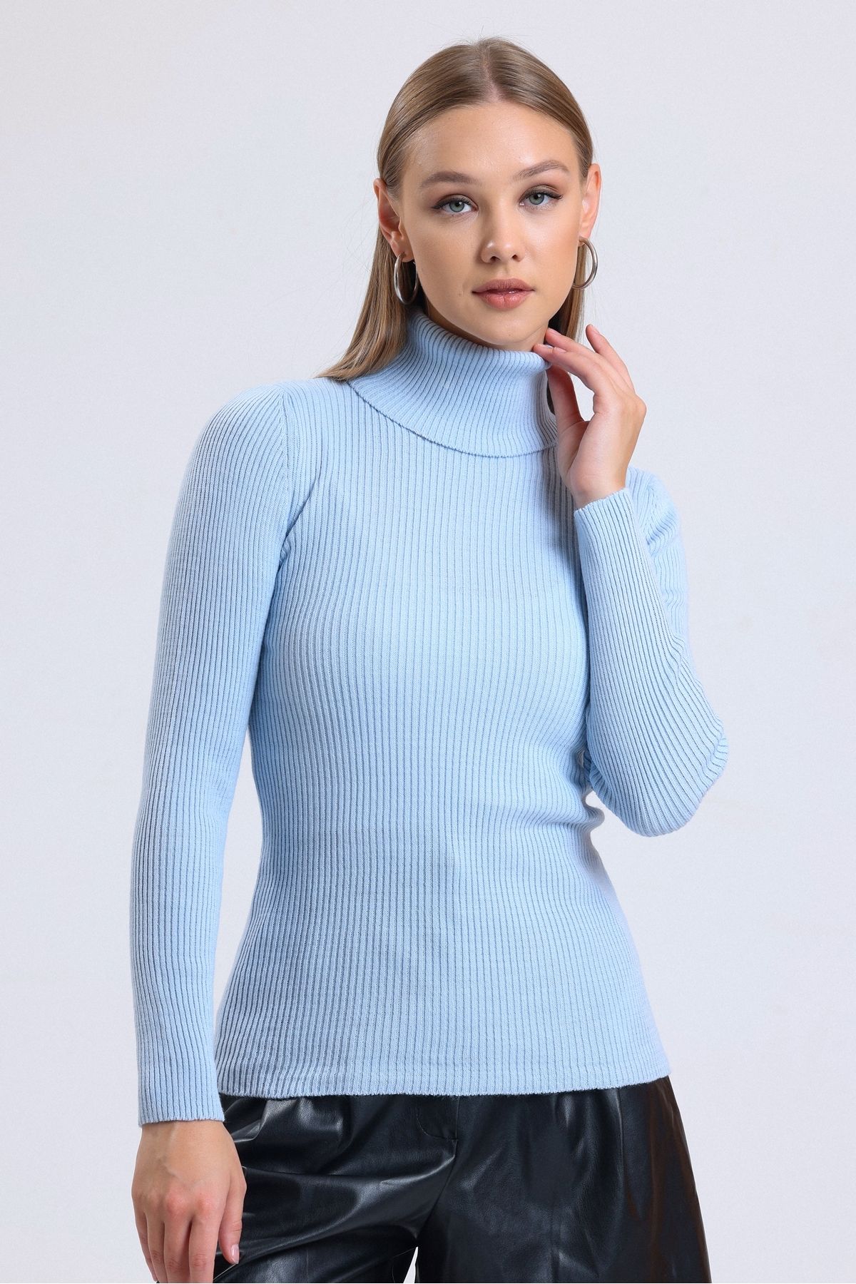 Women's light cheap blue turtleneck sweater
