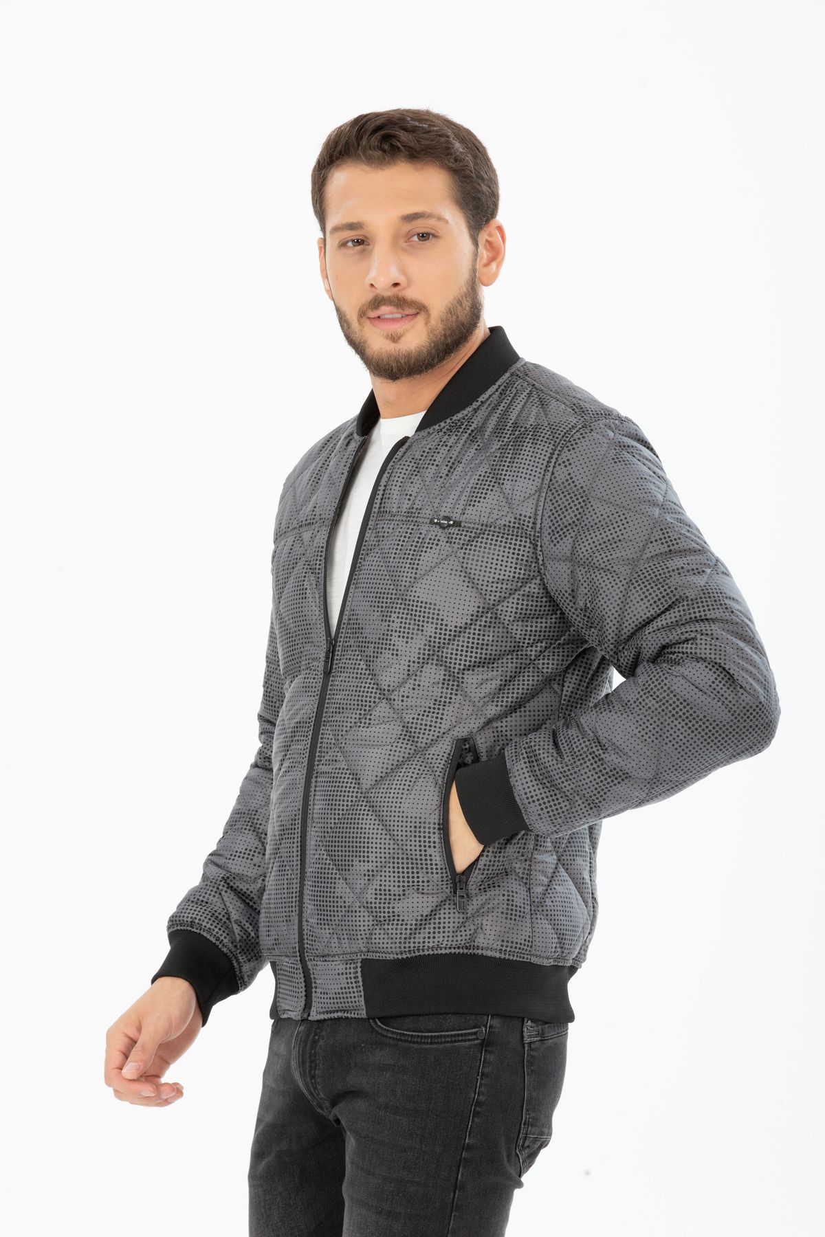 Patterned bomber store jacket mens