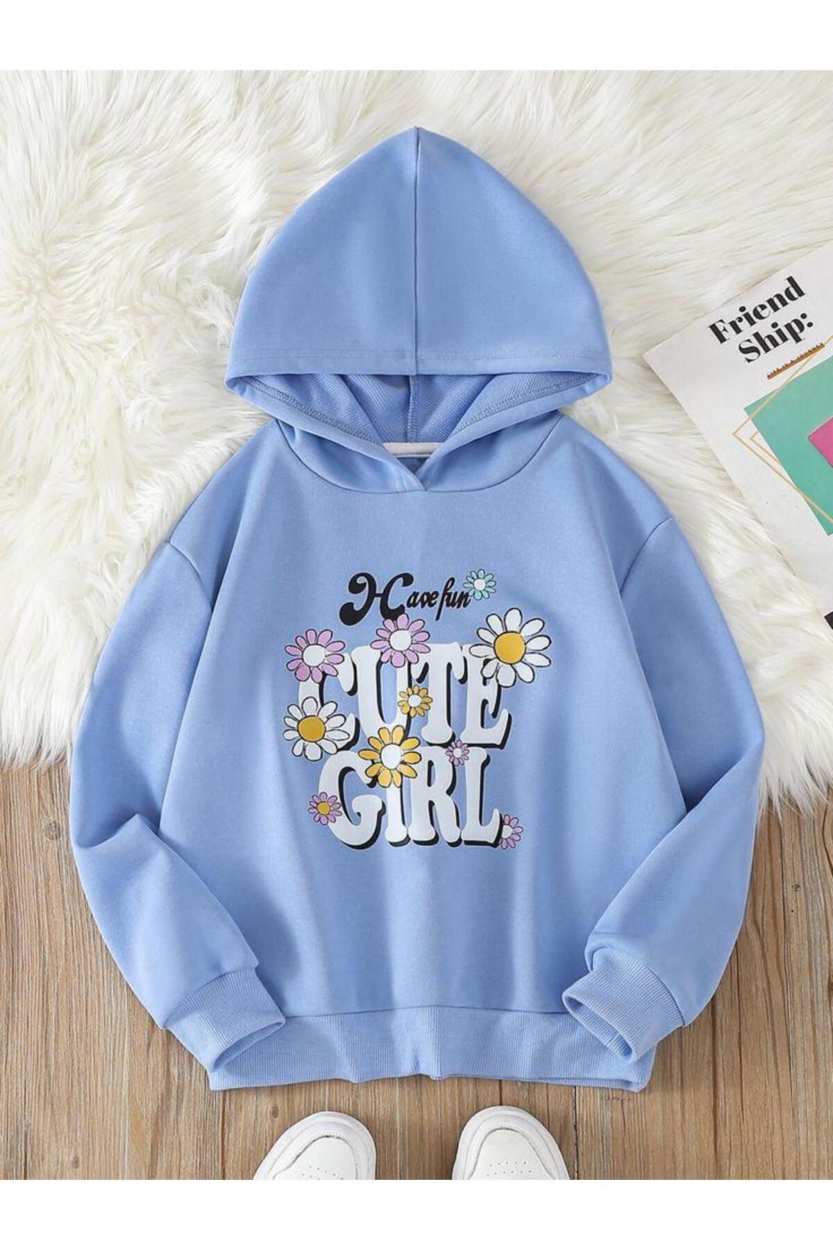 Printed Blue Ladies Sweatshirts for Women - Girls