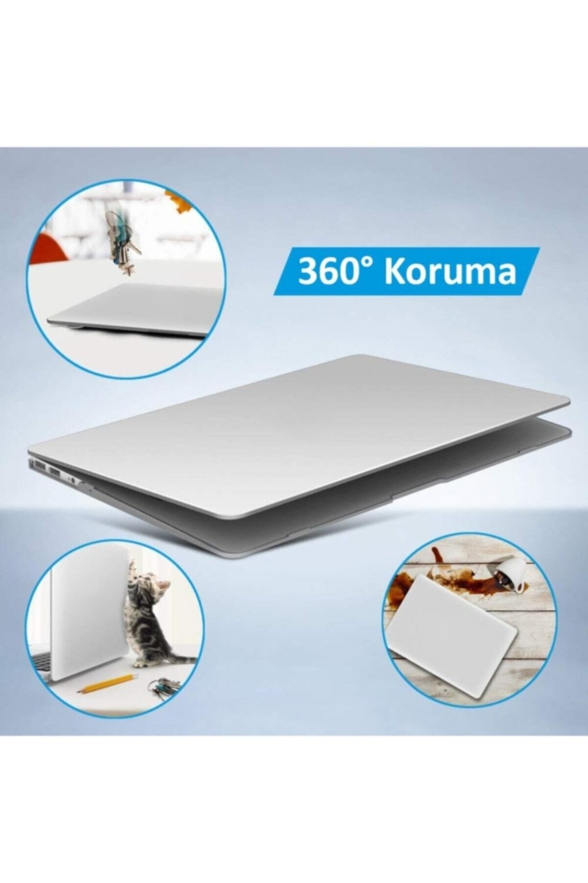 Macbook Pro 14.2" 2021 M1 A2442 Kılıf Hava Kanallı 360 Derece Kristal Şeffaf Koruyucu Kapak 4