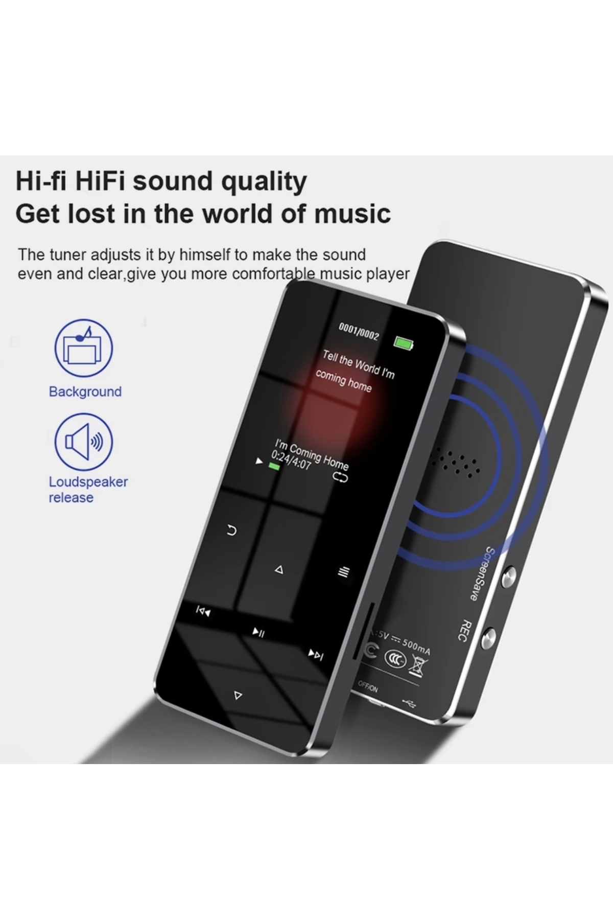 Dynego Mp3 Mp4 Çalar Dahili 8Gb Hafıza Kart Ses Kayıt/Hoparlör